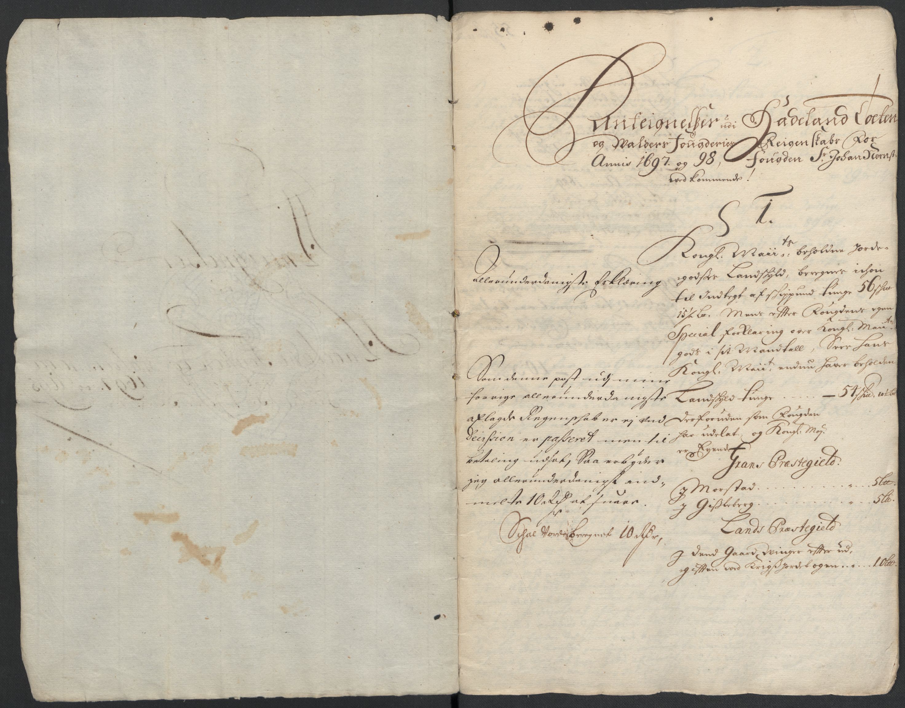 Rentekammeret inntil 1814, Reviderte regnskaper, Fogderegnskap, RA/EA-4092/R18/L1296: Fogderegnskap Hadeland, Toten og Valdres, 1698, p. 253