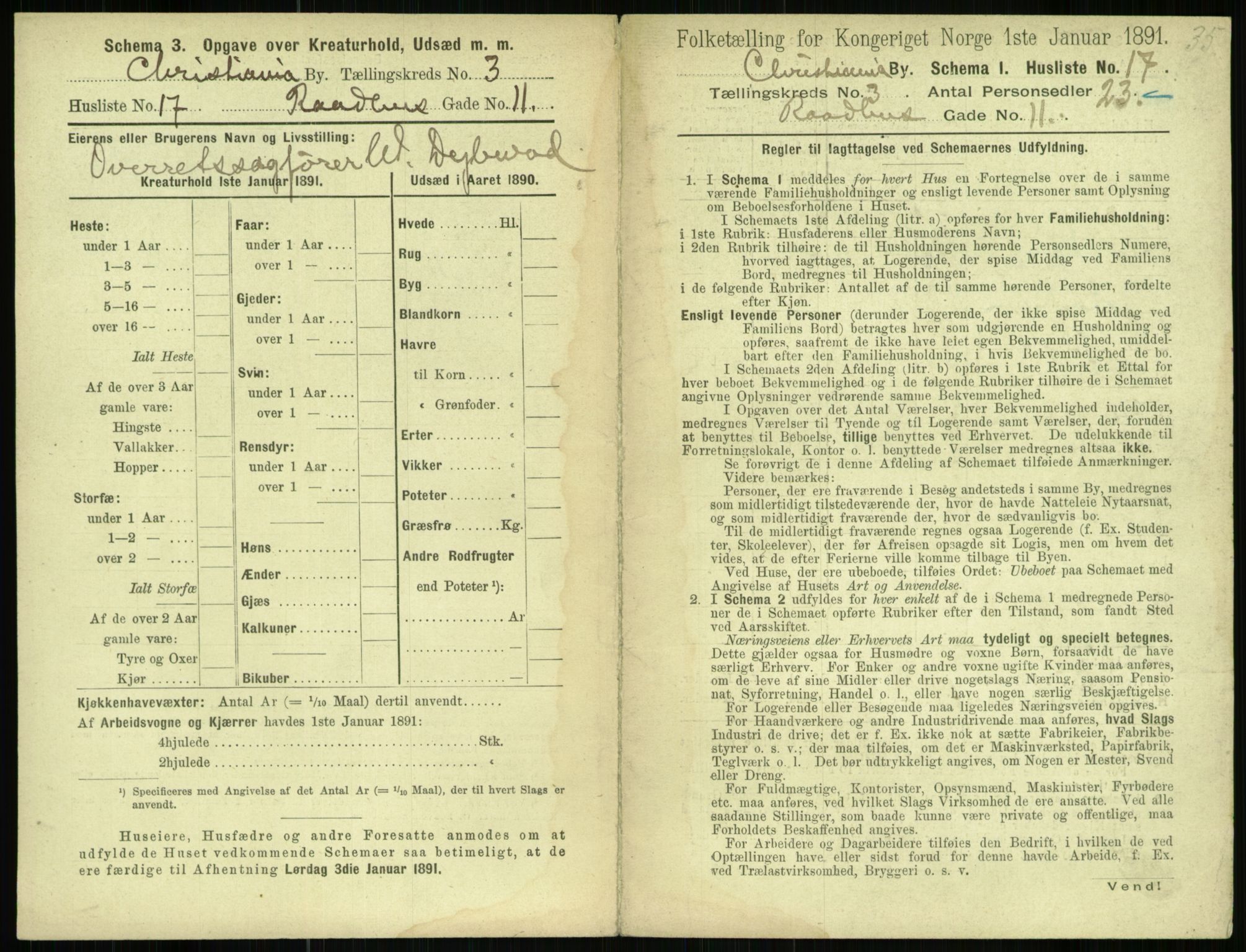 RA, 1891 census for 0301 Kristiania, 1891, p. 1215
