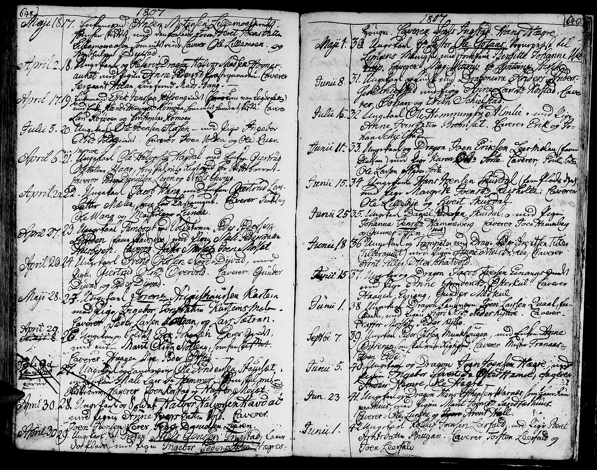 Ministerialprotokoller, klokkerbøker og fødselsregistre - Nord-Trøndelag, SAT/A-1458/709/L0060: Parish register (official) no. 709A07, 1797-1815, p. 648-649