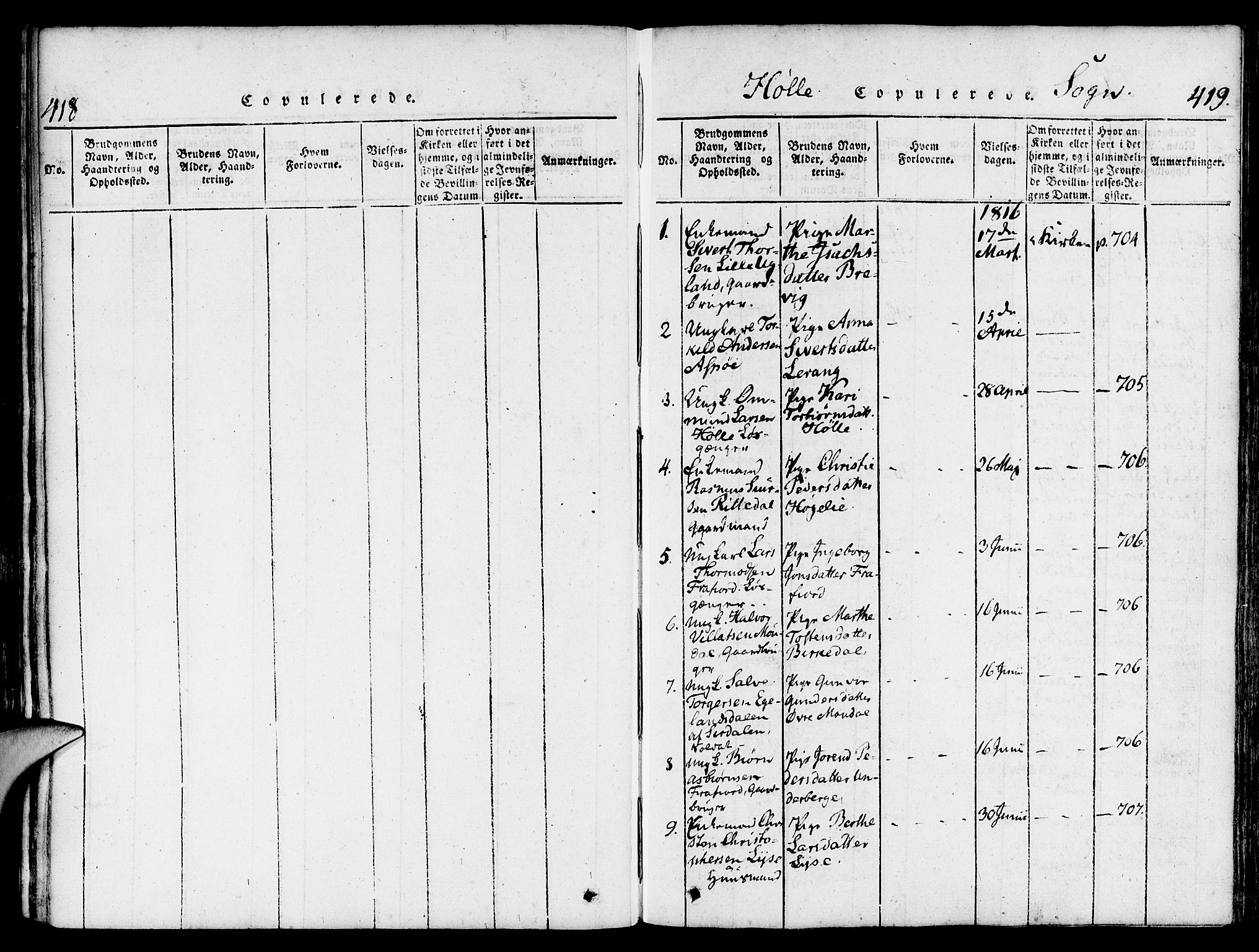 Strand sokneprestkontor, AV/SAST-A-101828/H/Ha/Haa/L0004: Parish register (official) no. A 4 /2, 1816-1833, p. 418-419