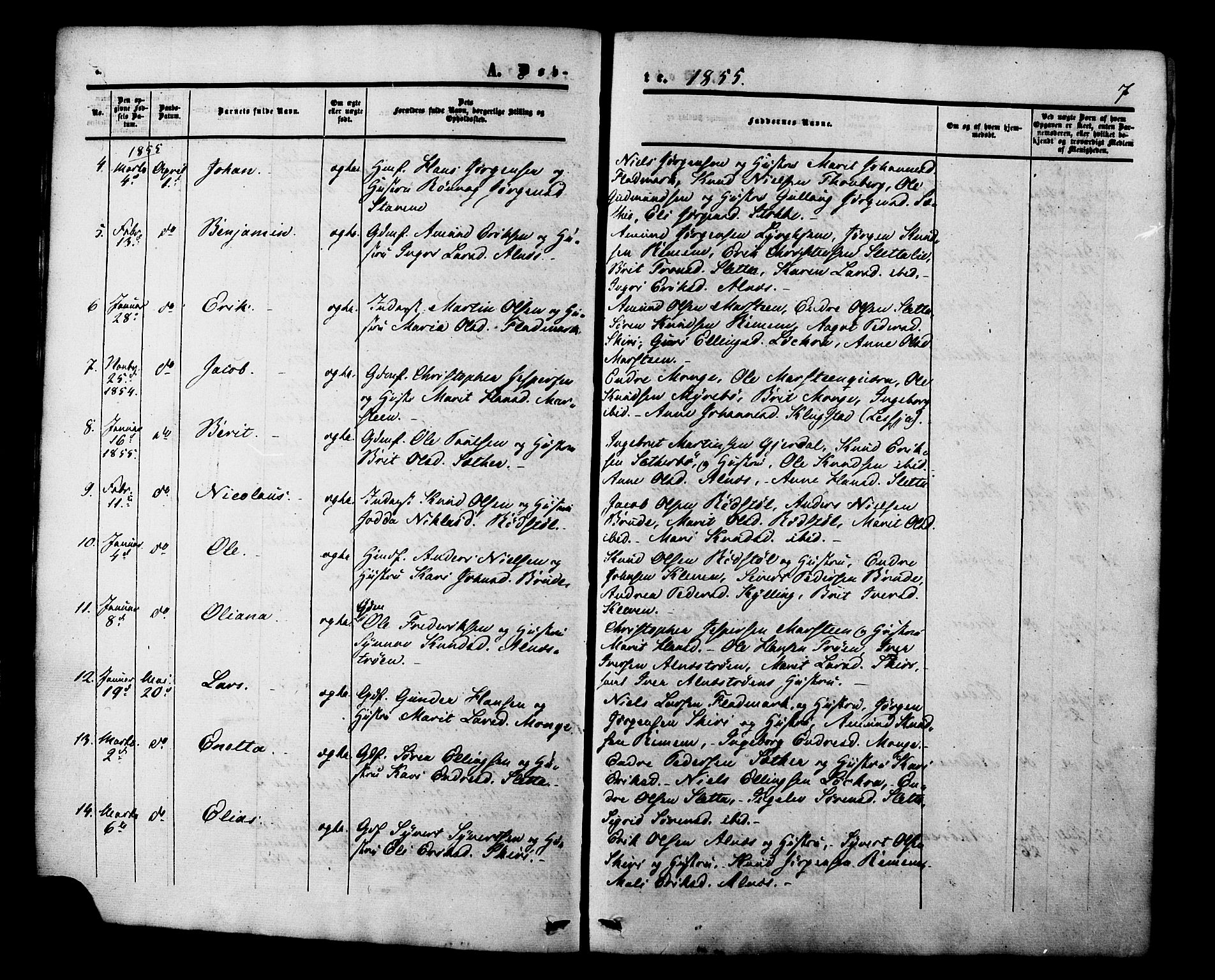 Ministerialprotokoller, klokkerbøker og fødselsregistre - Møre og Romsdal, AV/SAT-A-1454/546/L0594: Parish register (official) no. 546A02, 1854-1882, p. 7