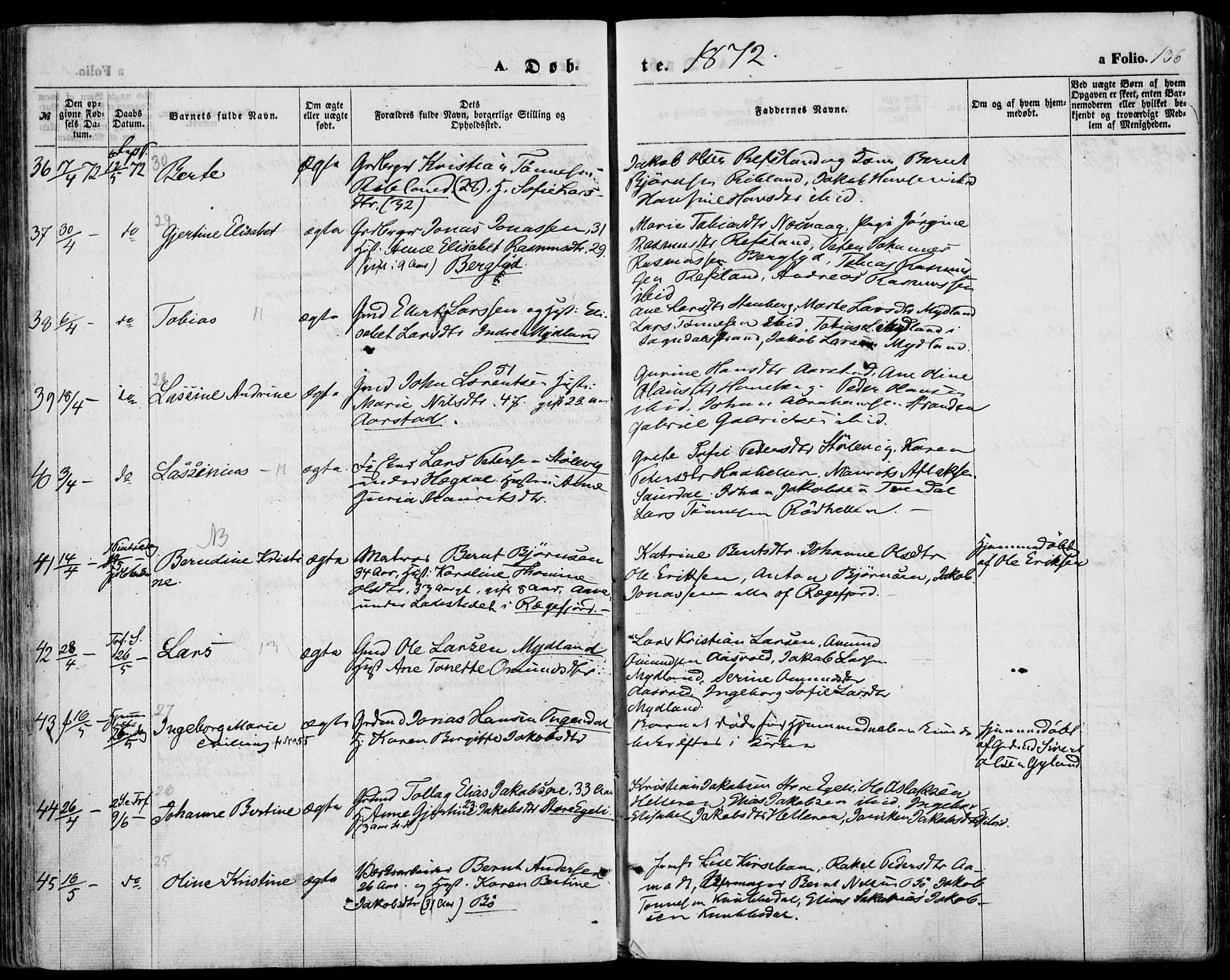 Sokndal sokneprestkontor, AV/SAST-A-101808: Parish register (official) no. A 9, 1857-1874, p. 136