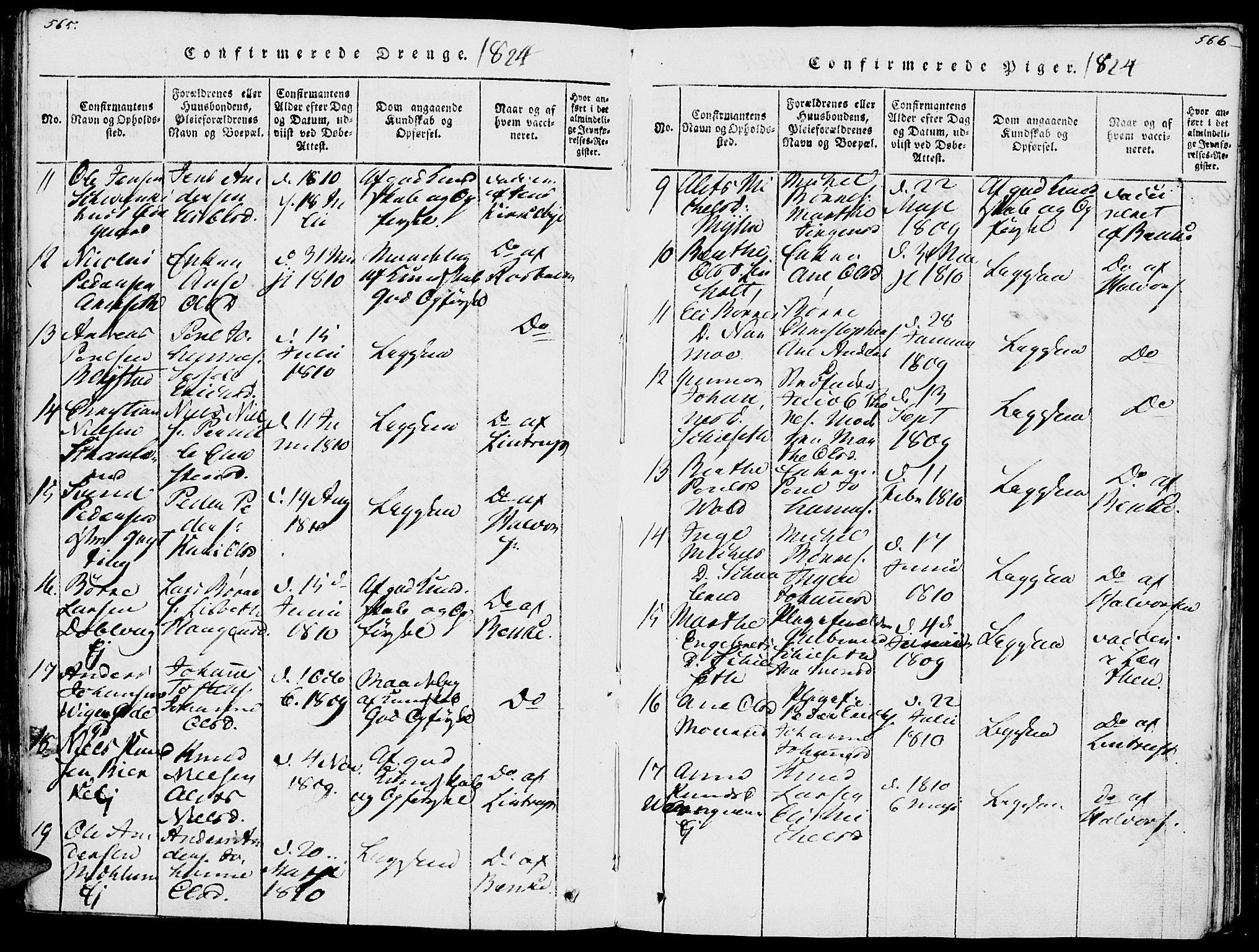 Vang prestekontor, Hedmark, SAH/PREST-008/H/Ha/Haa/L0007: Parish register (official) no. 7, 1813-1826, p. 565-566