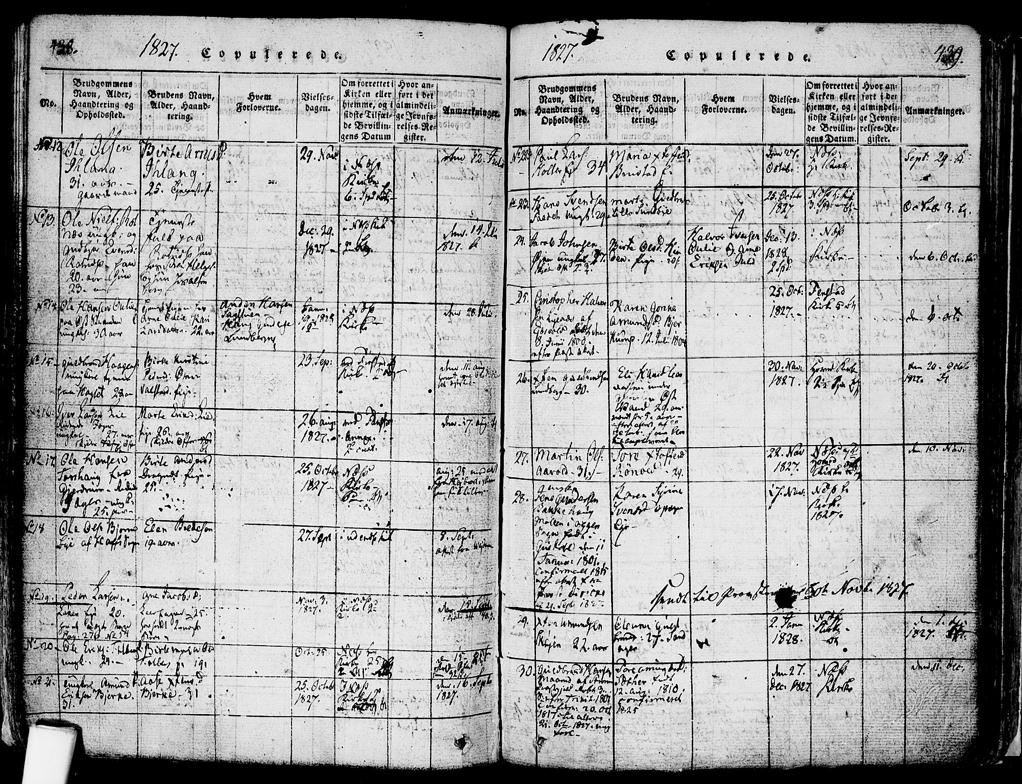 Nes prestekontor Kirkebøker, SAO/A-10410/F/Fa/L0005: Parish register (official) no. I 5, 1815-1835, p. 438-439