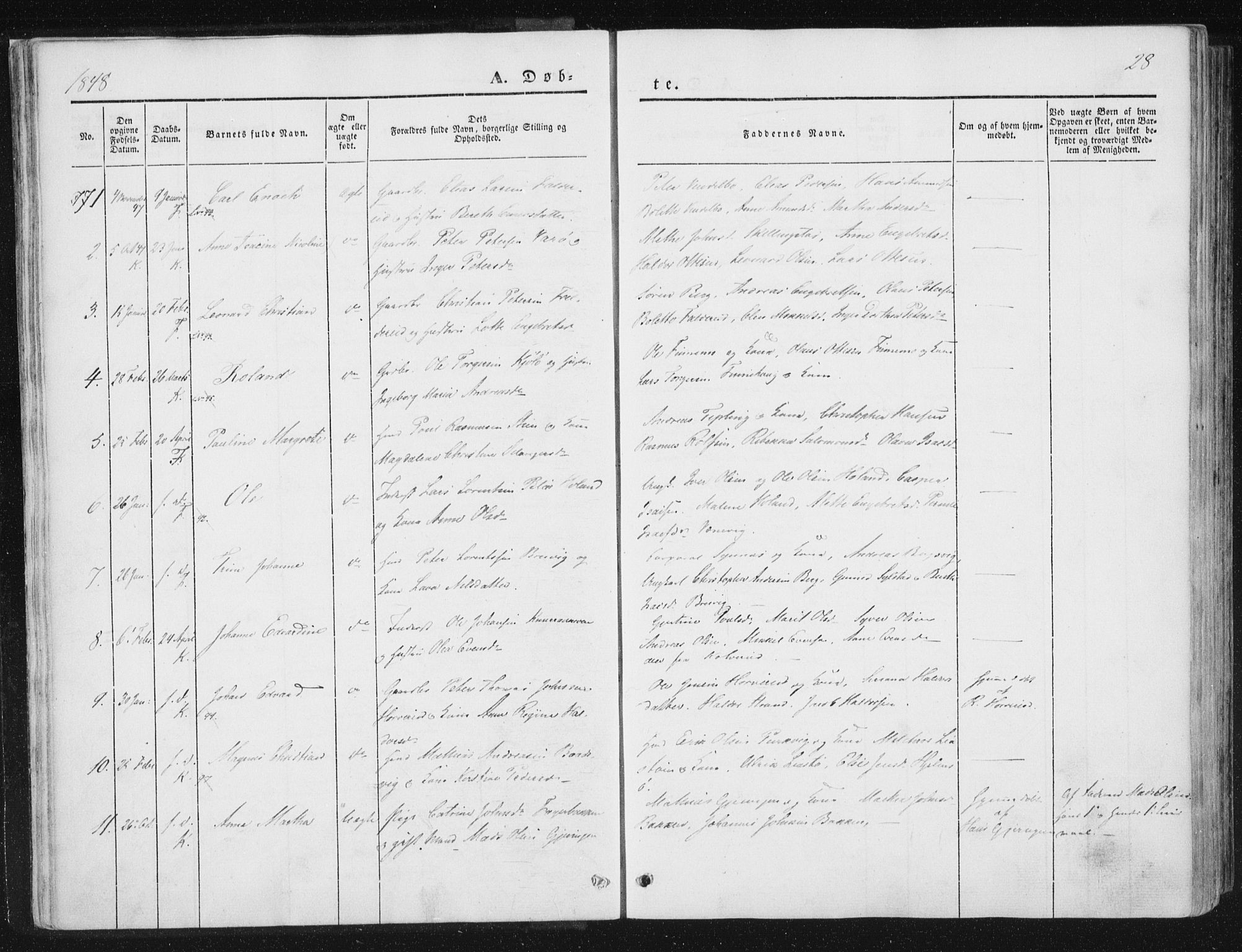 Ministerialprotokoller, klokkerbøker og fødselsregistre - Nord-Trøndelag, SAT/A-1458/780/L0640: Parish register (official) no. 780A05, 1845-1856, p. 28