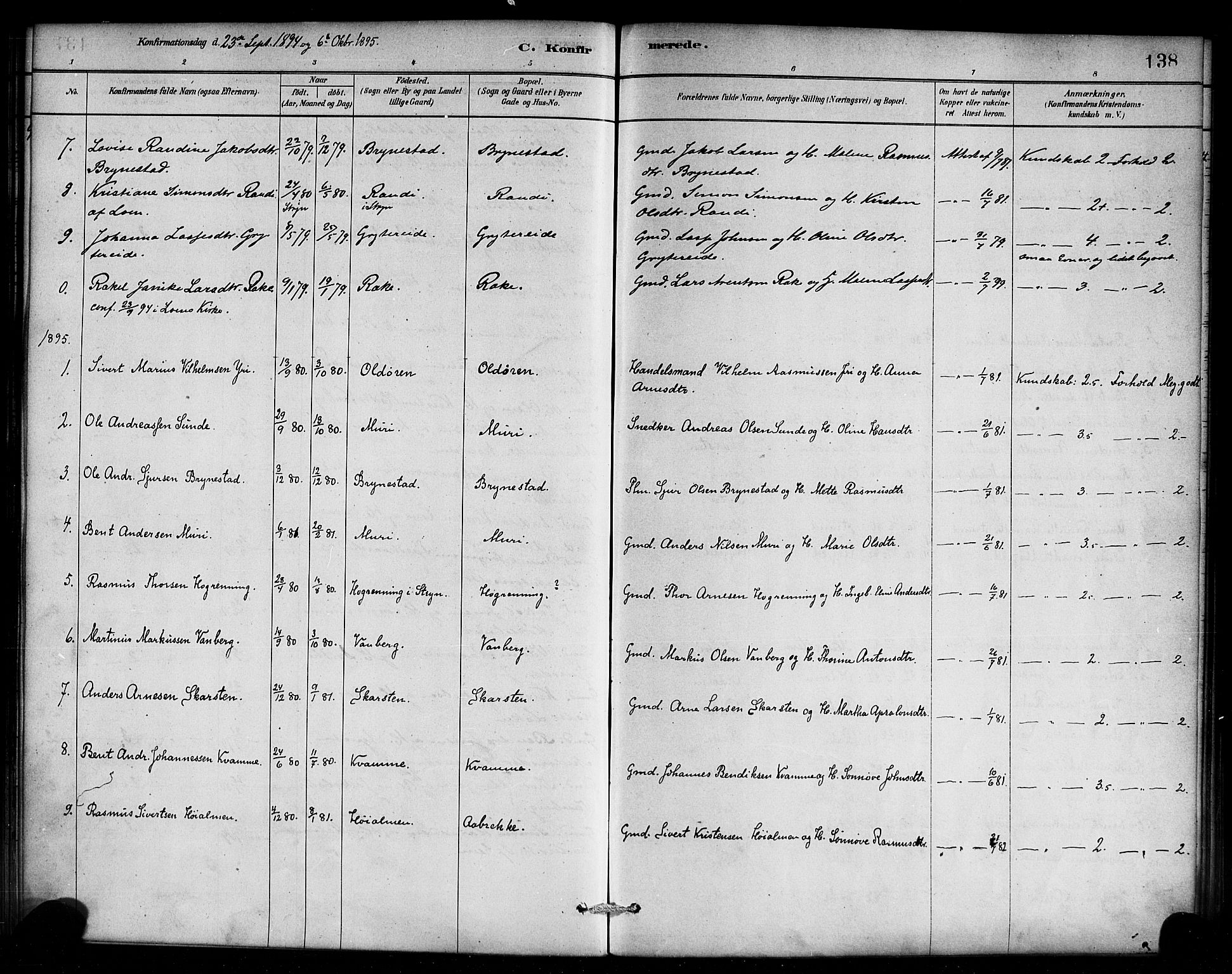 Innvik sokneprestembete, SAB/A-80501: Parish register (official) no. C 1, 1879-1900, p. 138