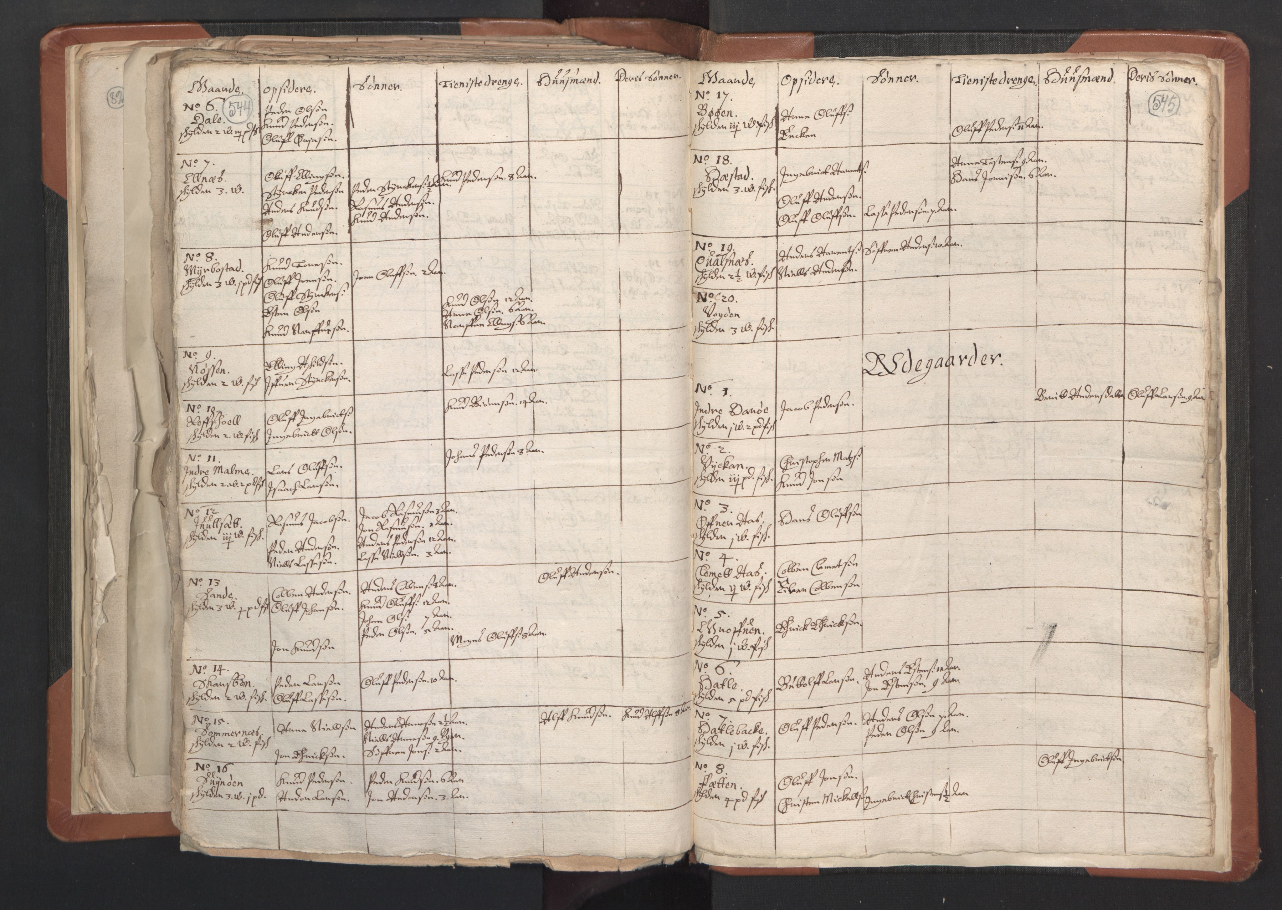 RA, Vicar's Census 1664-1666, no. 27: Romsdal deanery, 1664-1666, p. 544-545