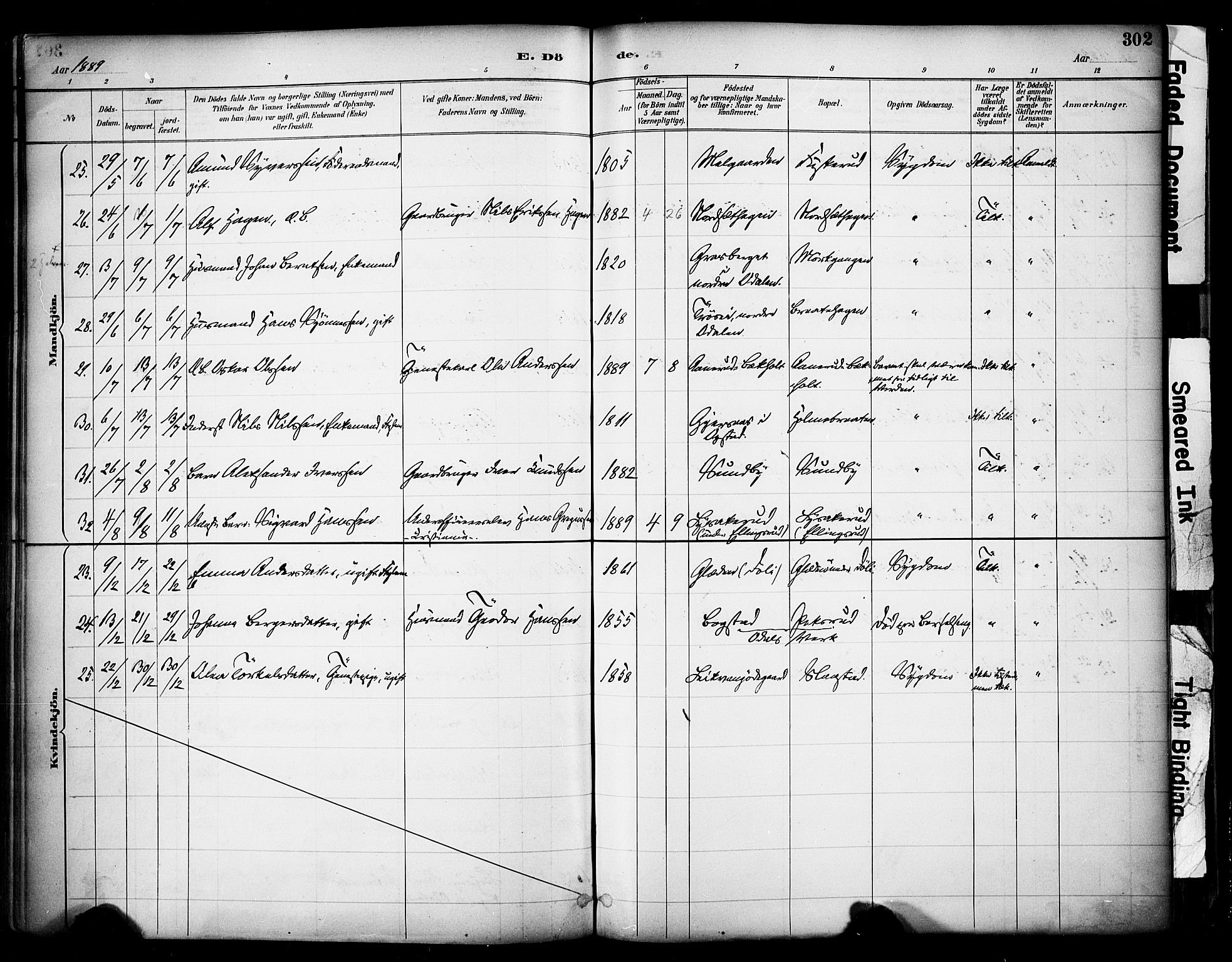 Sør-Odal prestekontor, AV/SAH-PREST-030/H/Ha/Haa/L0007: Parish register (official) no. 7, 1886-1925, p. 302