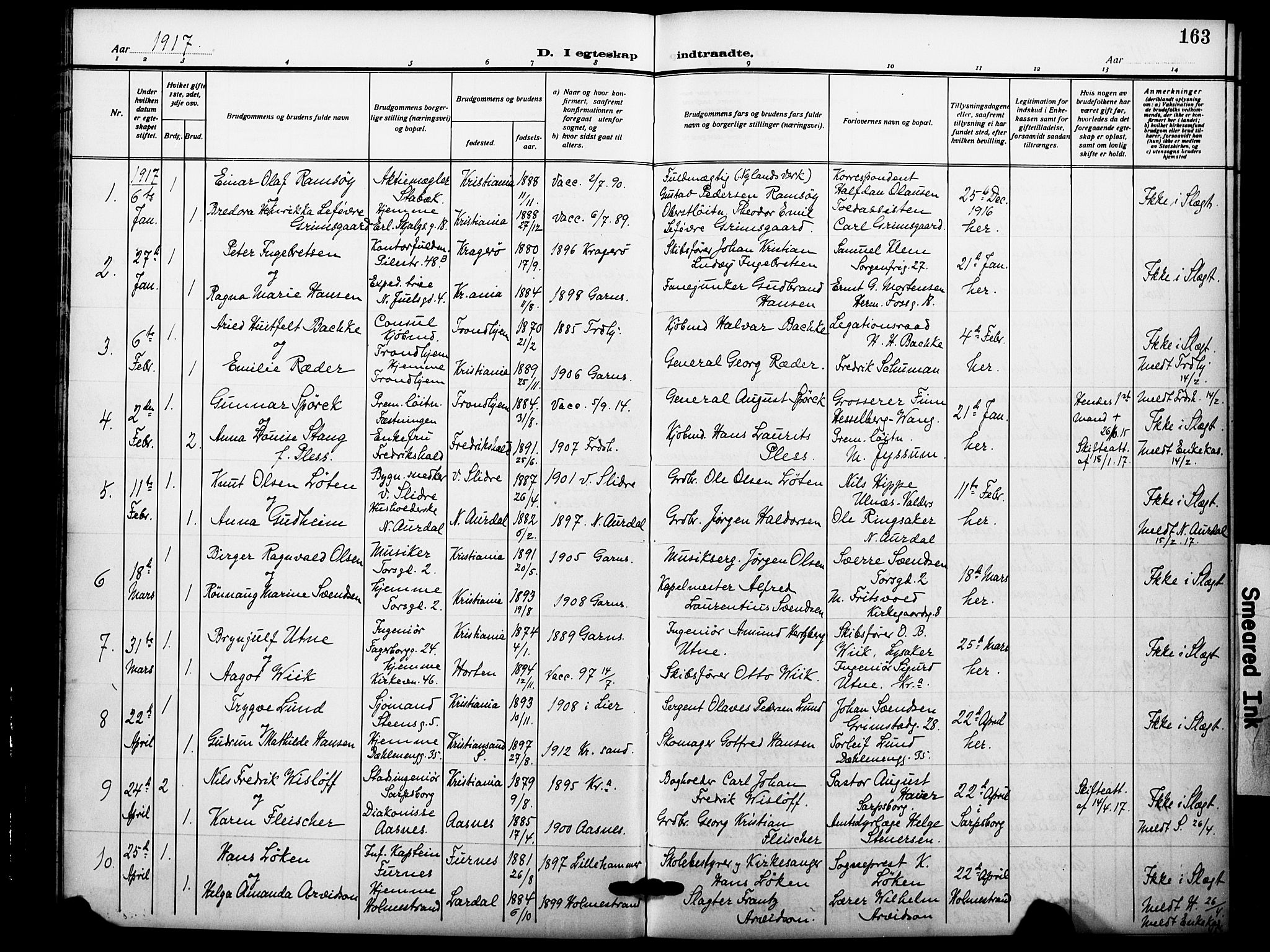 Garnisonsmenigheten Kirkebøker, SAO/A-10846/F/Fa/L0015: Parish register (official) no. 15, 1915-1921, p. 163