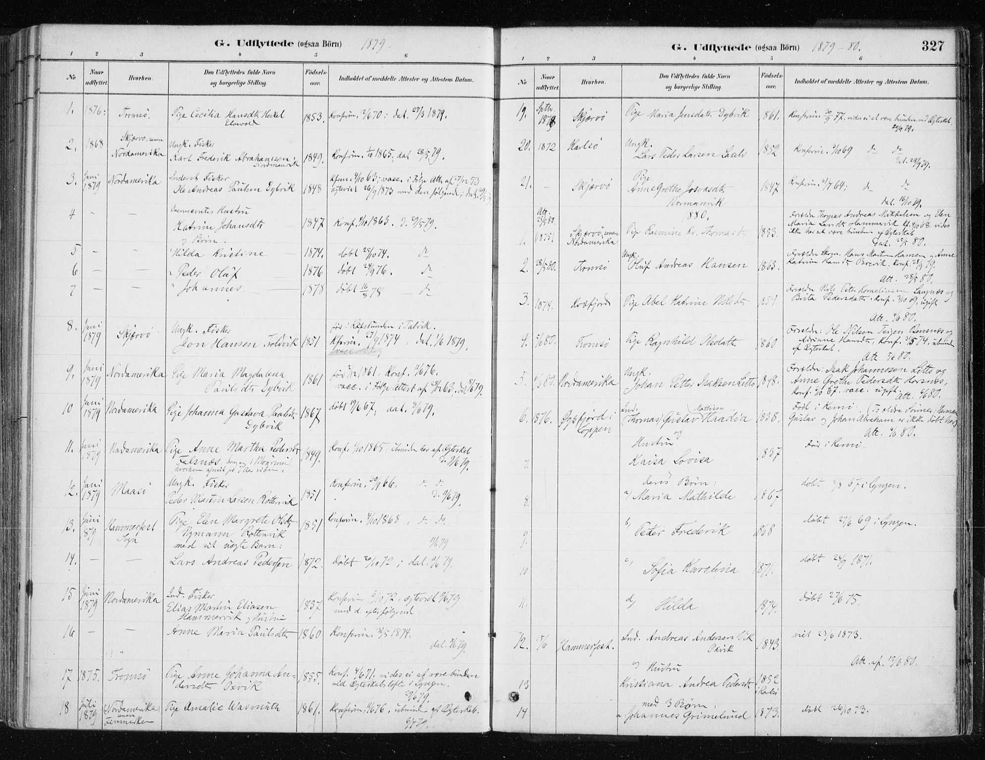 Lyngen sokneprestembete, SATØ/S-1289/H/He/Hea/L0007kirke: Parish register (official) no. 7, 1879-1890, p. 327