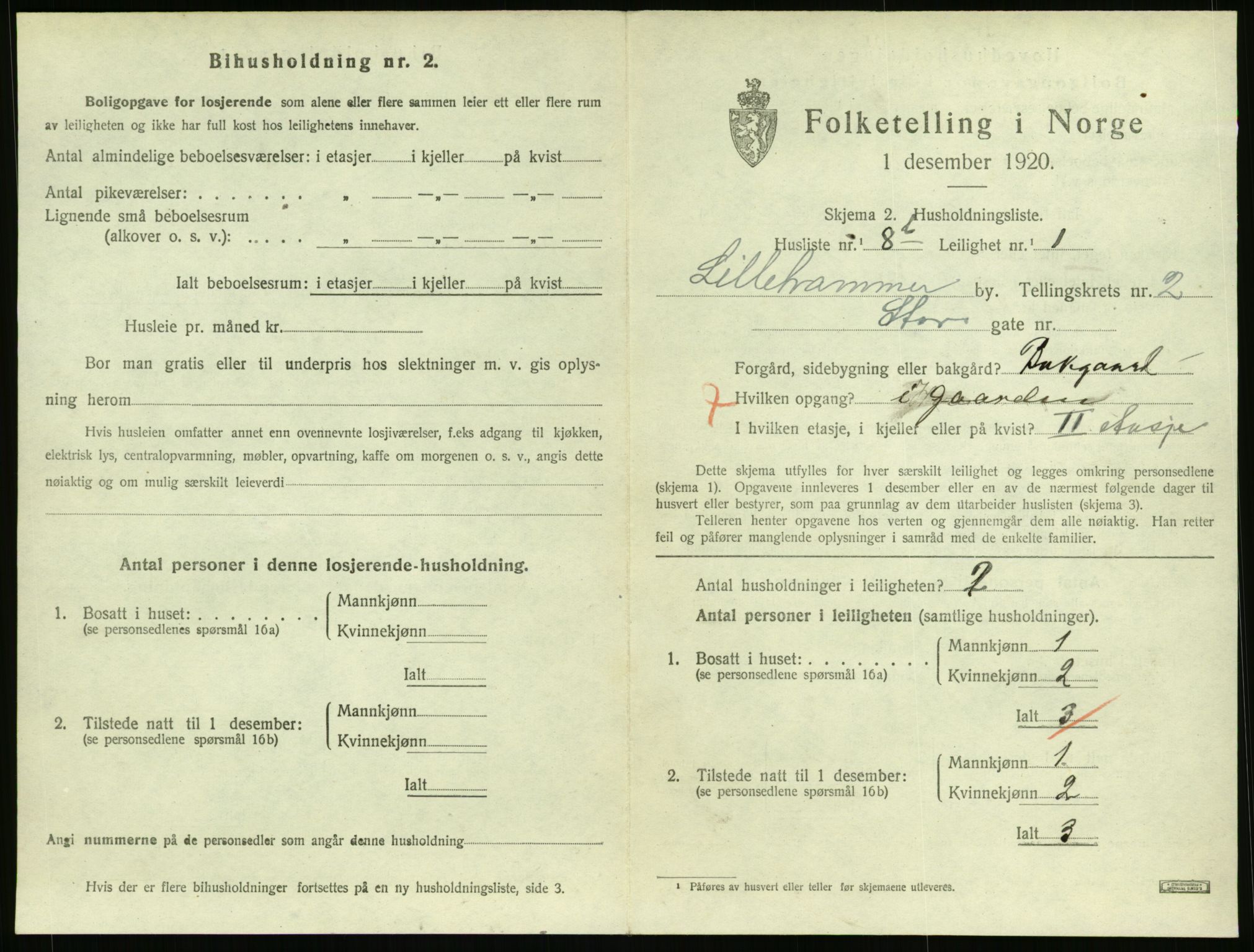 SAH, 1920 census for Lillehammer, 1920, p. 1546