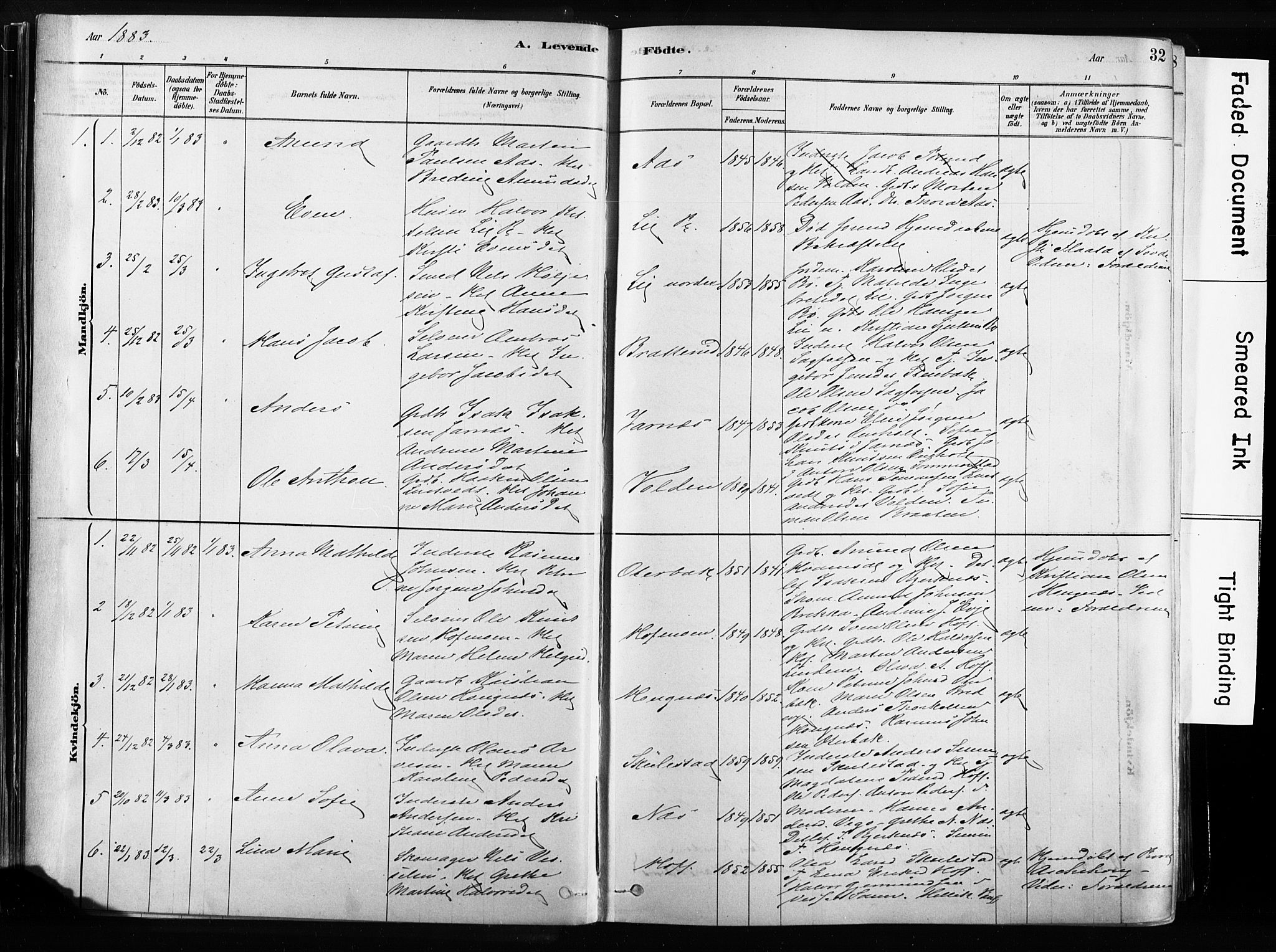 Sandsvær kirkebøker, AV/SAKO-A-244/F/Fb/L0001: Parish register (official) no. II 1, 1878-1906, p. 32