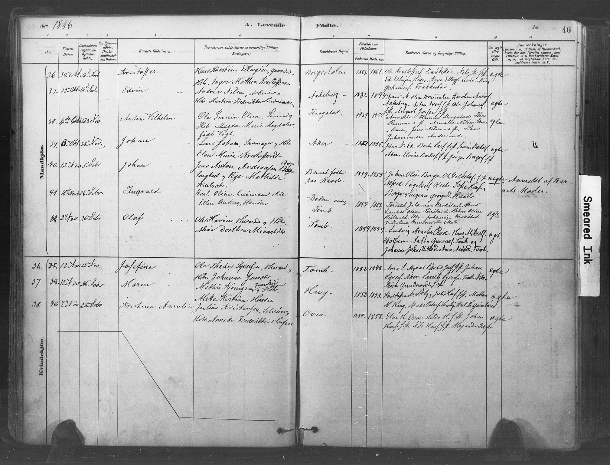 Råde prestekontor kirkebøker, AV/SAO-A-2009/F/Fa/L0007: Parish register (official) no. 7, 1878-1902, p. 46