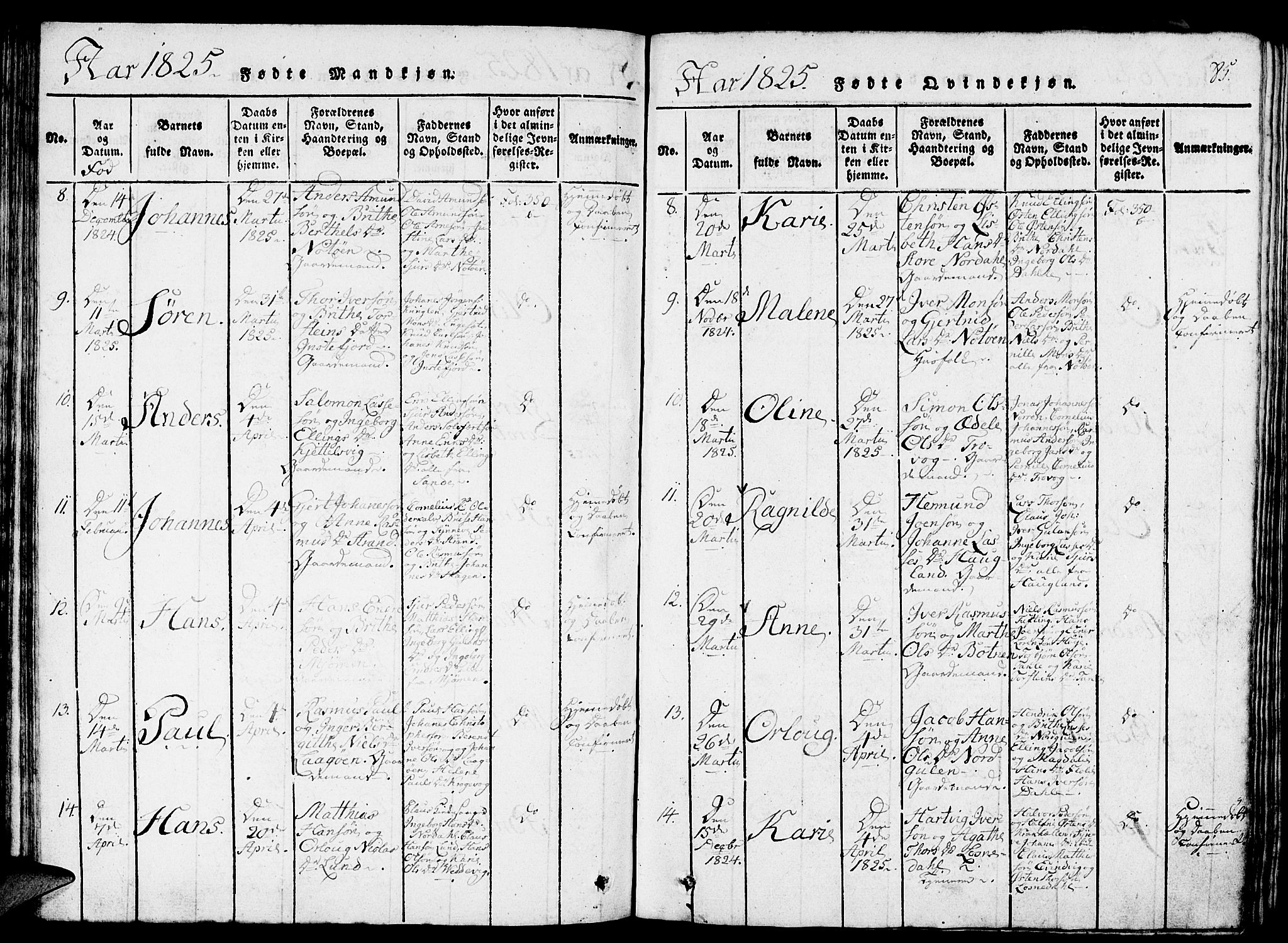 Gulen sokneprestembete, AV/SAB-A-80201/H/Haa/Haaa/L0018: Parish register (official) no. A 18, 1816-1825, p. 85