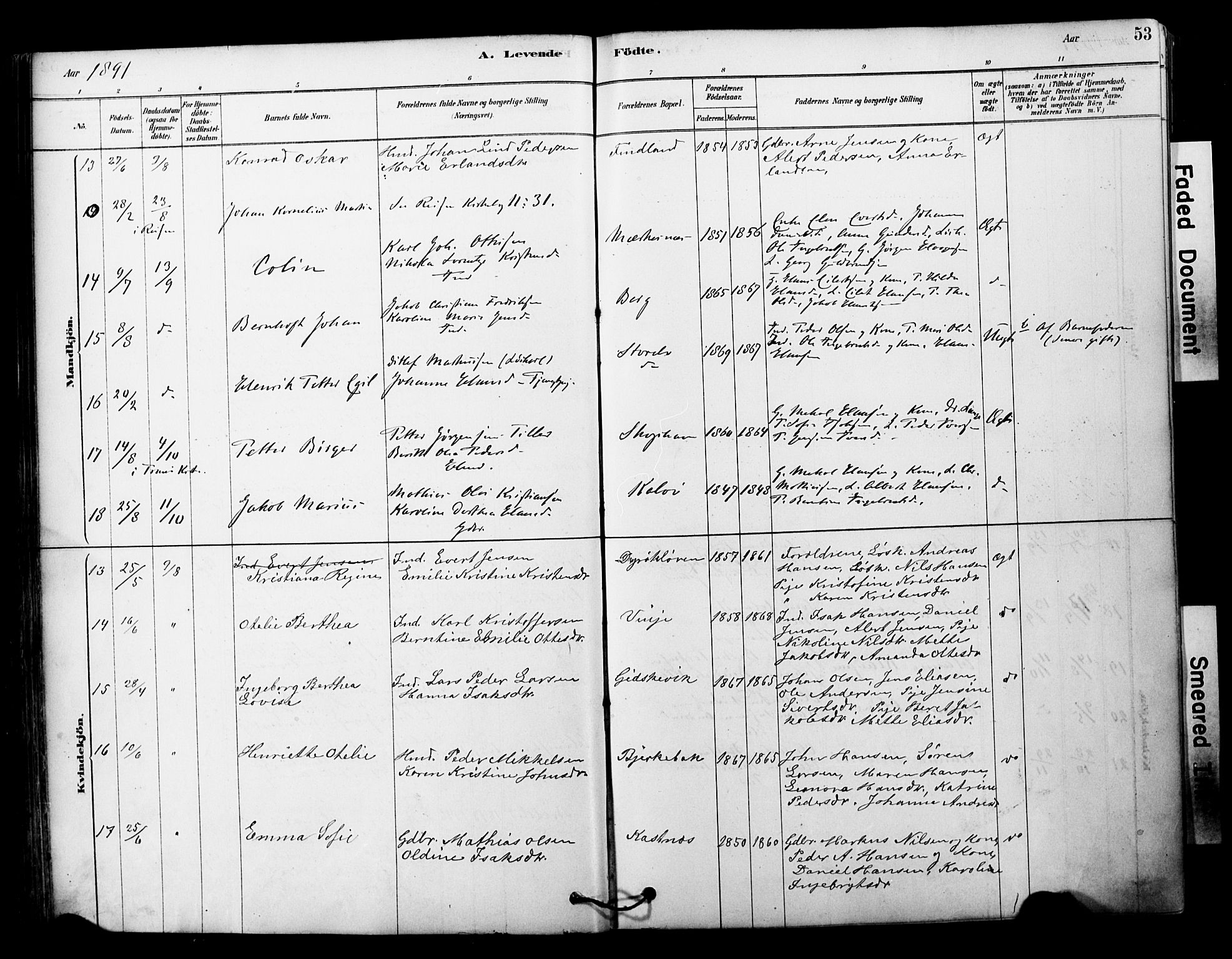 Tranøy sokneprestkontor, AV/SATØ-S-1313/I/Ia/Iaa/L0011kirke: Parish register (official) no. 11, 1878-1904, p. 53