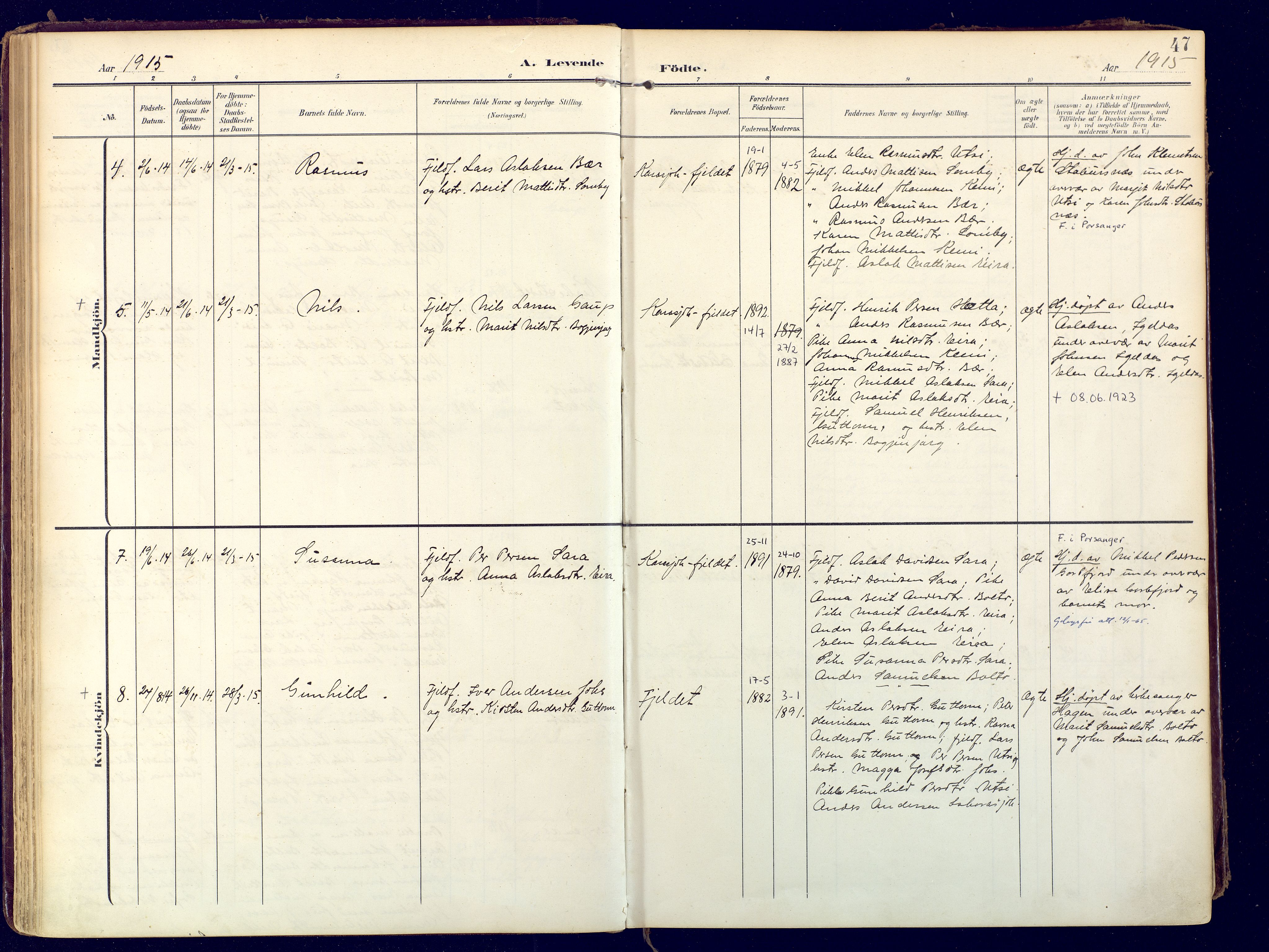 Karasjok sokneprestkontor, AV/SATØ-S-1352/H/Ha: Parish register (official) no. 3, 1907-1926, p. 47