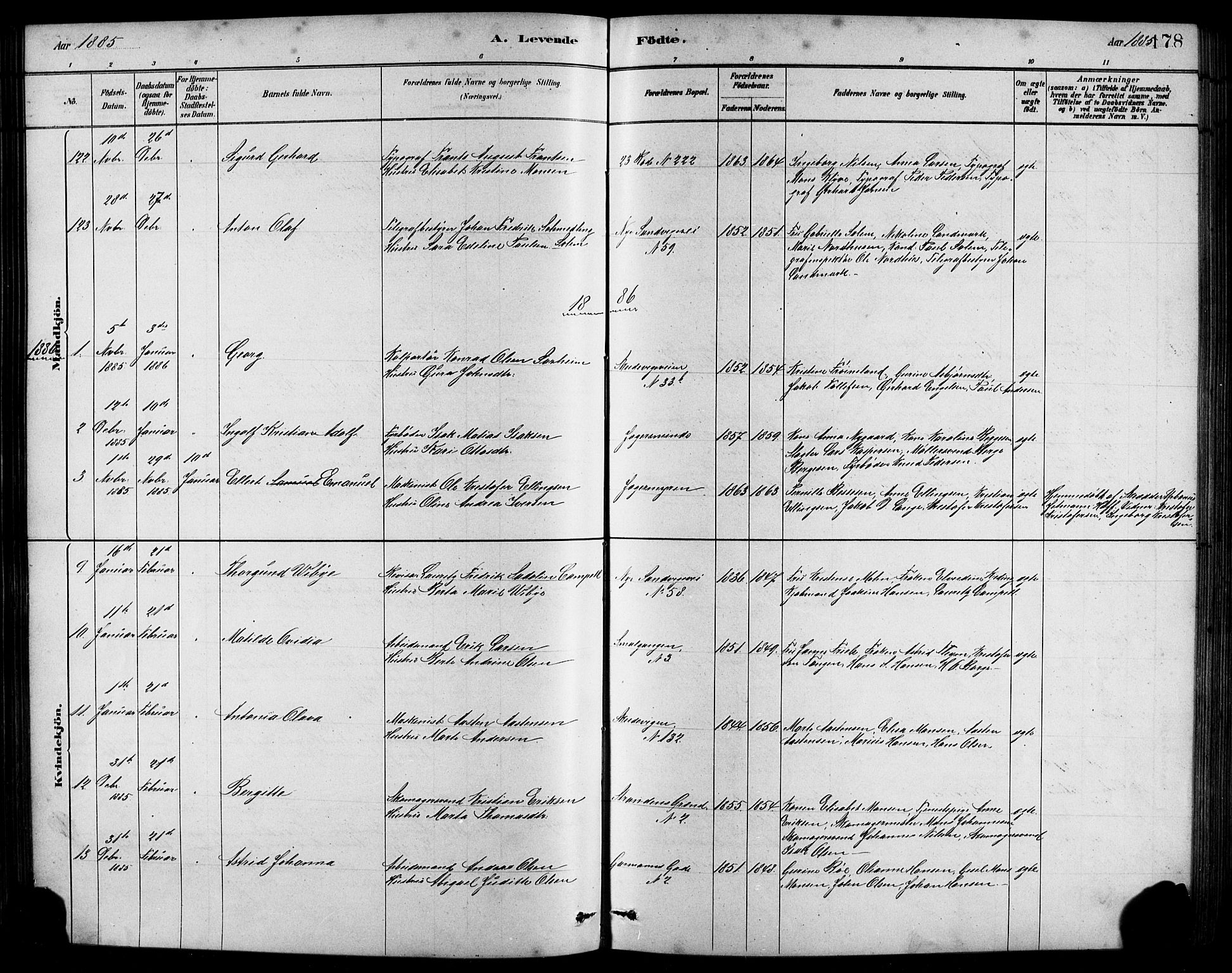 Sandviken Sokneprestembete, AV/SAB-A-77601/H/Hb/L0001: Parish register (copy) no. A 2, 1879-1892, p. 178