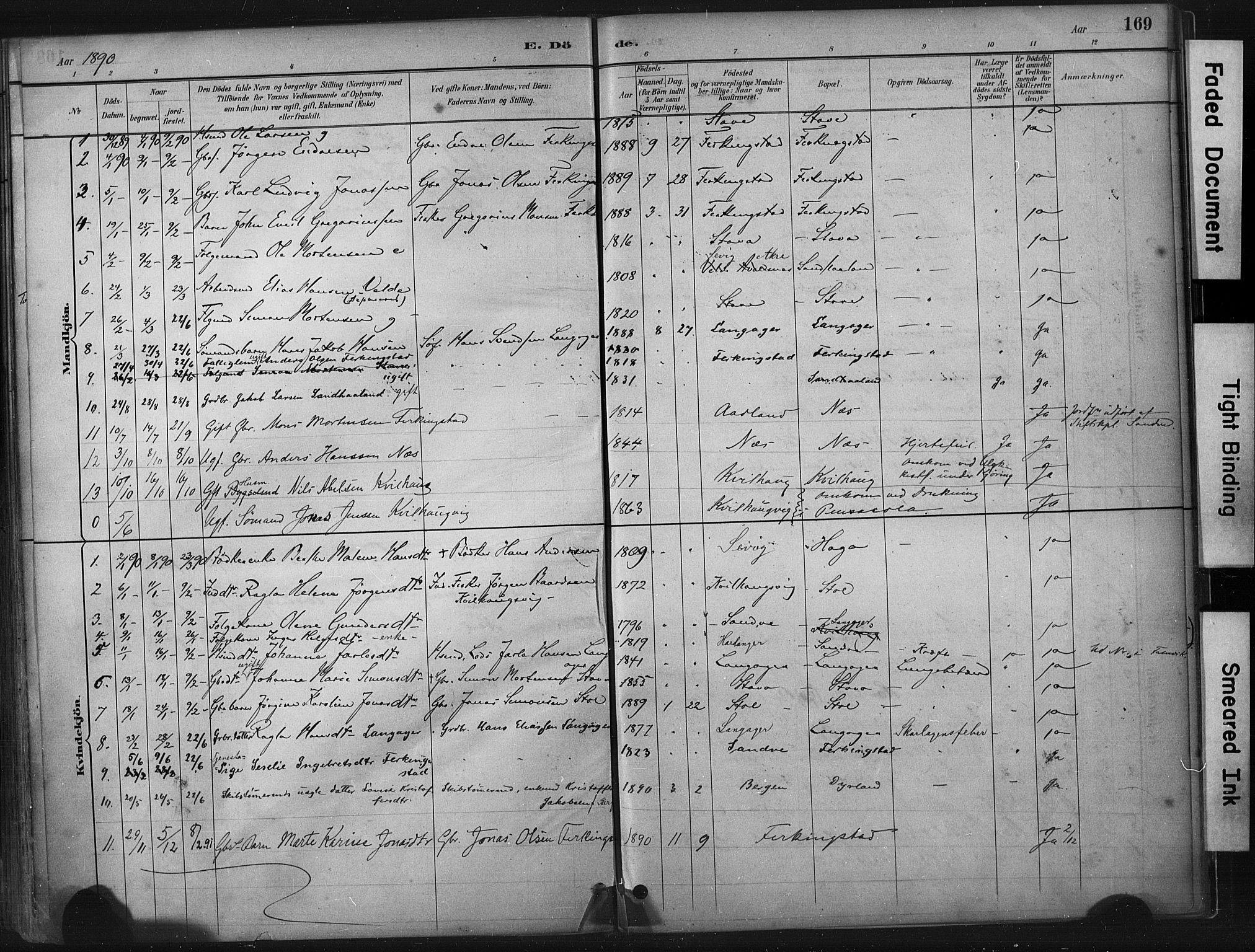 Skudenes sokneprestkontor, SAST/A -101849/H/Ha/Haa/L0010: Parish register (official) no. A 7, 1882-1912, p. 169