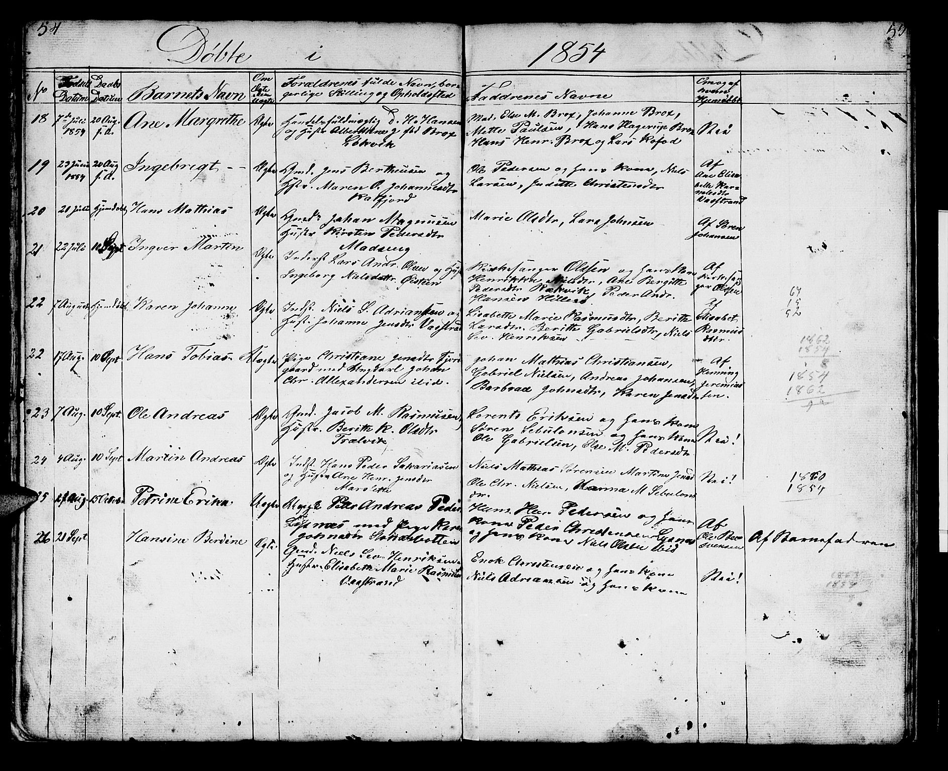 Lenvik sokneprestembete, AV/SATØ-S-1310/H/Ha/Hab/L0018klokker: Parish register (copy) no. 18, 1838-1854, p. 54-55