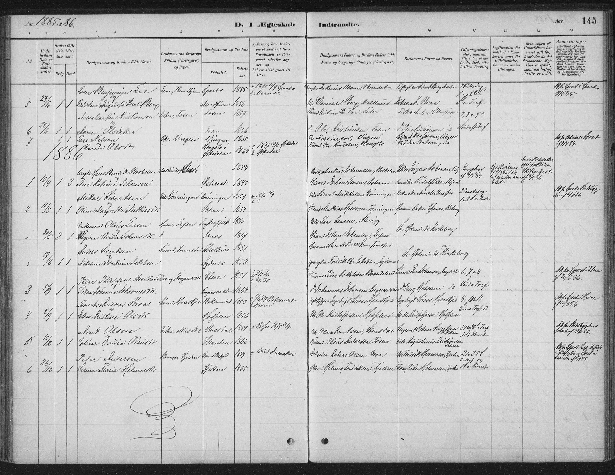 Ministerialprotokoller, klokkerbøker og fødselsregistre - Sør-Trøndelag, AV/SAT-A-1456/662/L0755: Parish register (official) no. 662A01, 1879-1905, p. 145