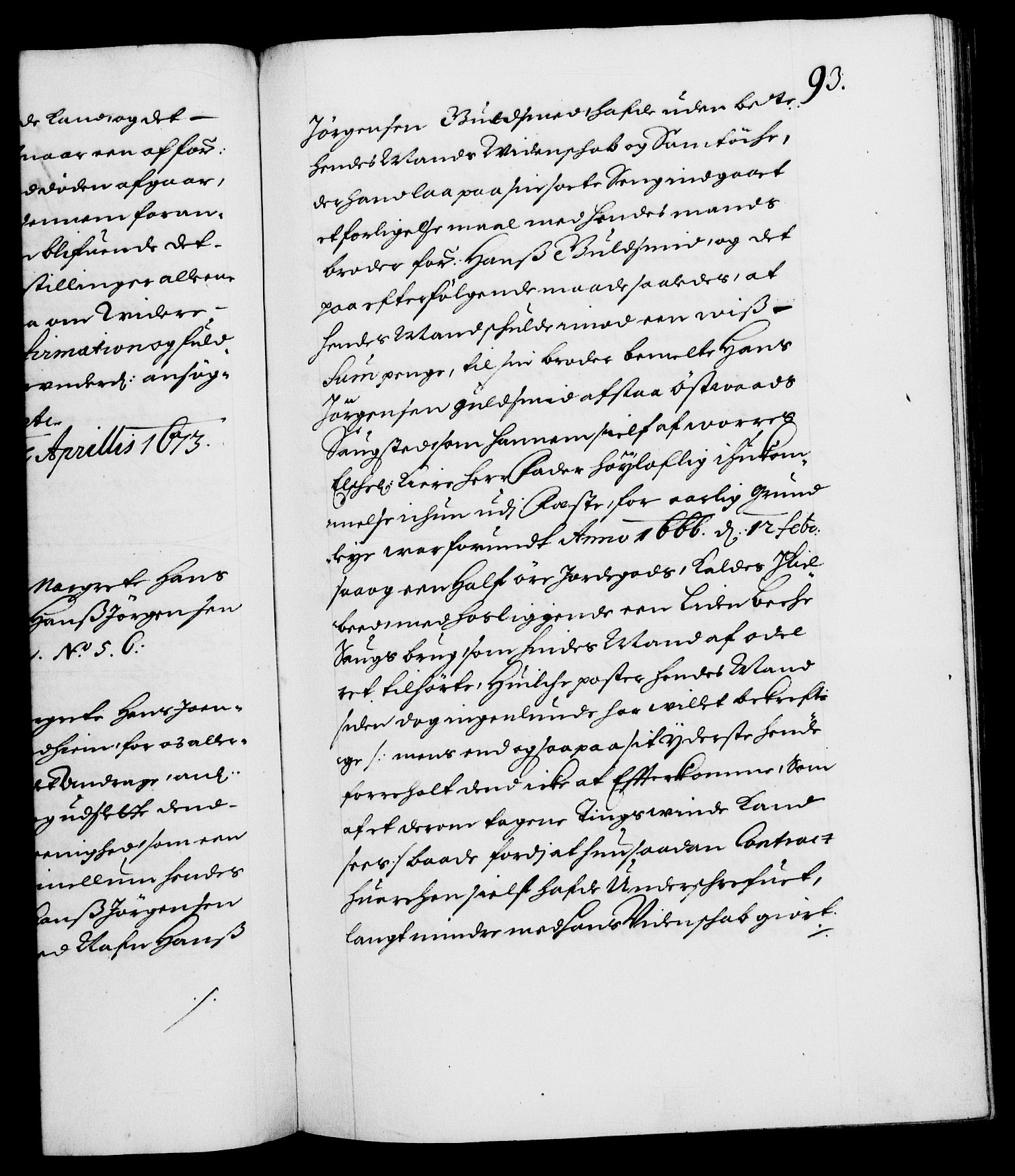 Danske Kanselli 1572-1799, AV/RA-EA-3023/F/Fc/Fca/Fcab/L0012: Norske tegnelser (mikrofilm), 1670-1683, p. 93a