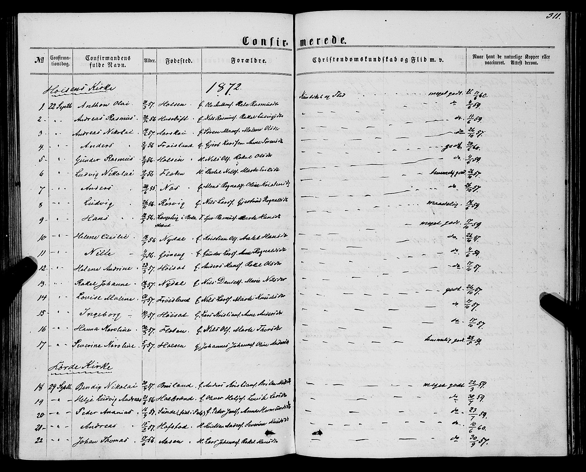 Førde sokneprestembete, SAB/A-79901/H/Haa/Haaa/L0009: Parish register (official) no. A 9, 1861-1877, p. 311