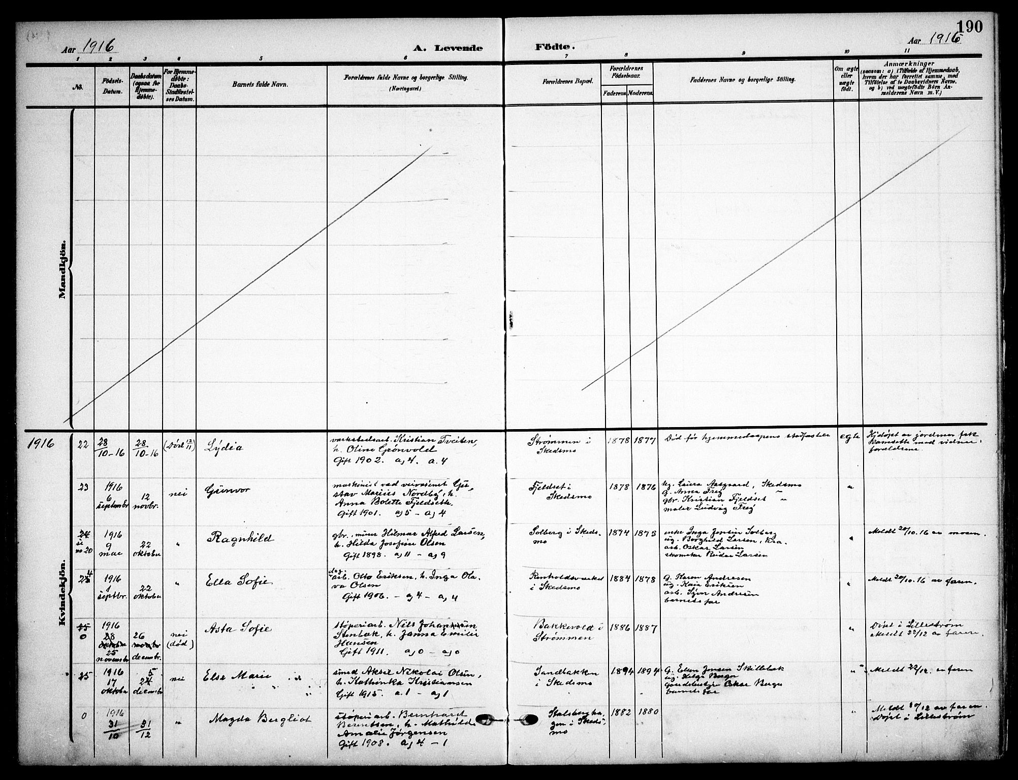 Skedsmo prestekontor Kirkebøker, AV/SAO-A-10033a/F/Fa/L0015: Parish register (official) no. I 15, 1902-1917, p. 190