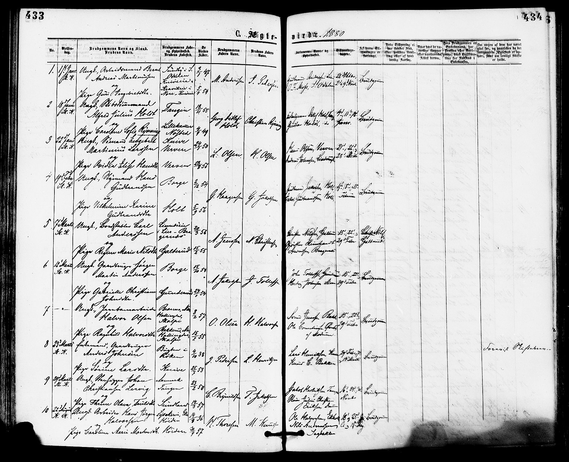 Skoger kirkebøker, SAKO/A-59/F/Fa/L0005: Parish register (official) no. I 5, 1873-1884, p. 433-434