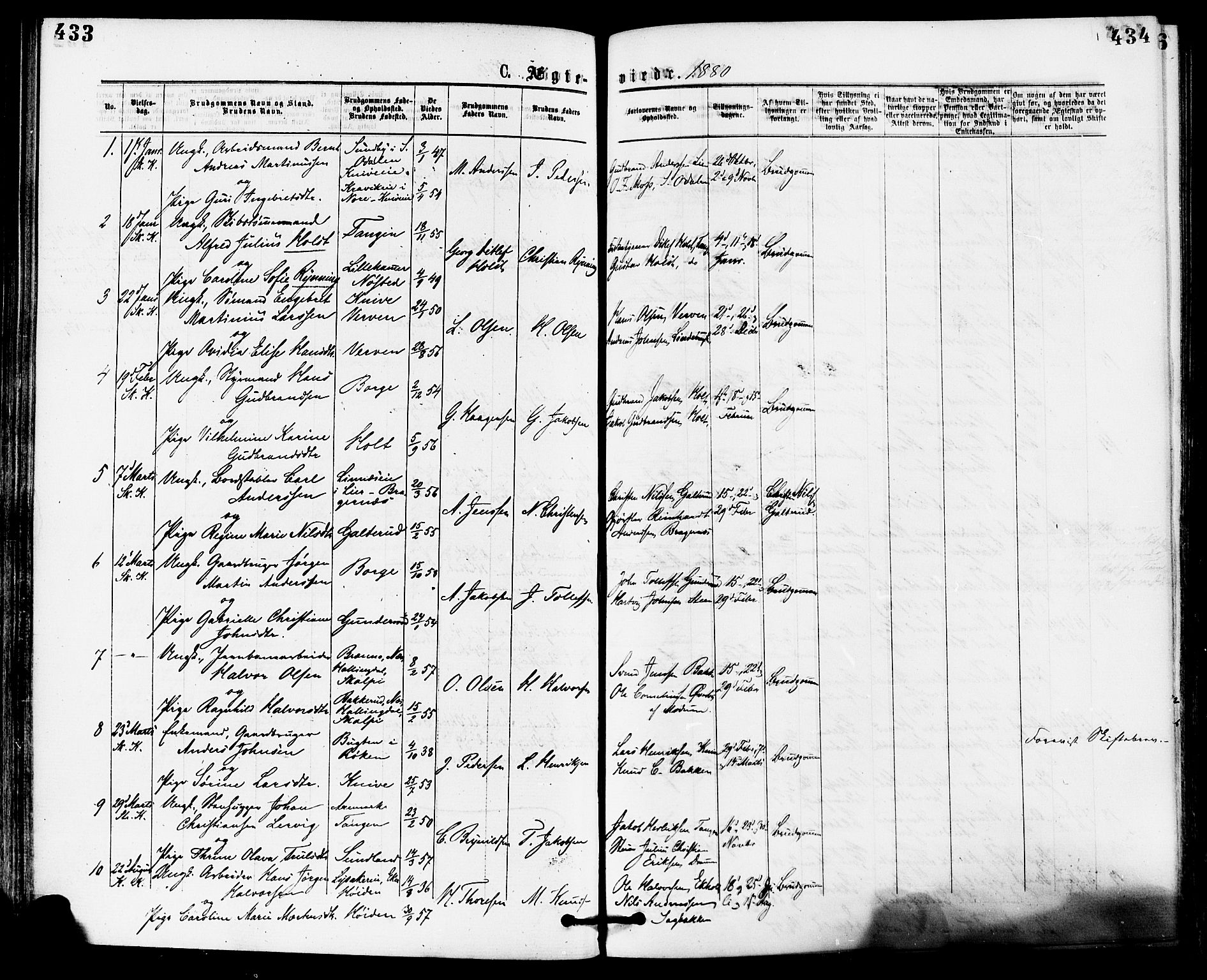 Skoger kirkebøker, AV/SAKO-A-59/F/Fa/L0005: Parish register (official) no. I 5, 1873-1884, p. 433-434