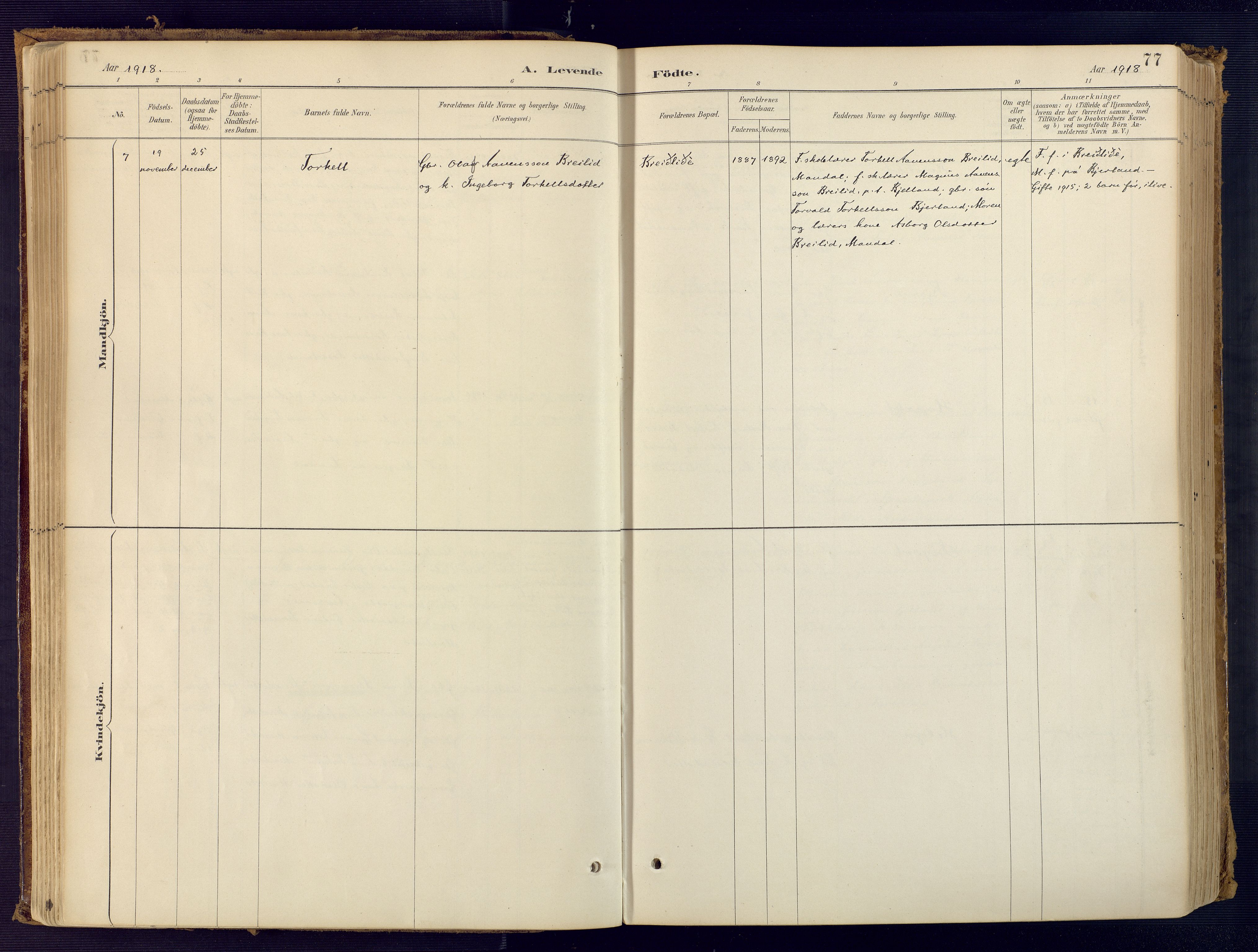 Bjelland sokneprestkontor, SAK/1111-0005/F/Fa/Faa/L0004: Parish register (official) no. A 4, 1887-1923, p. 77