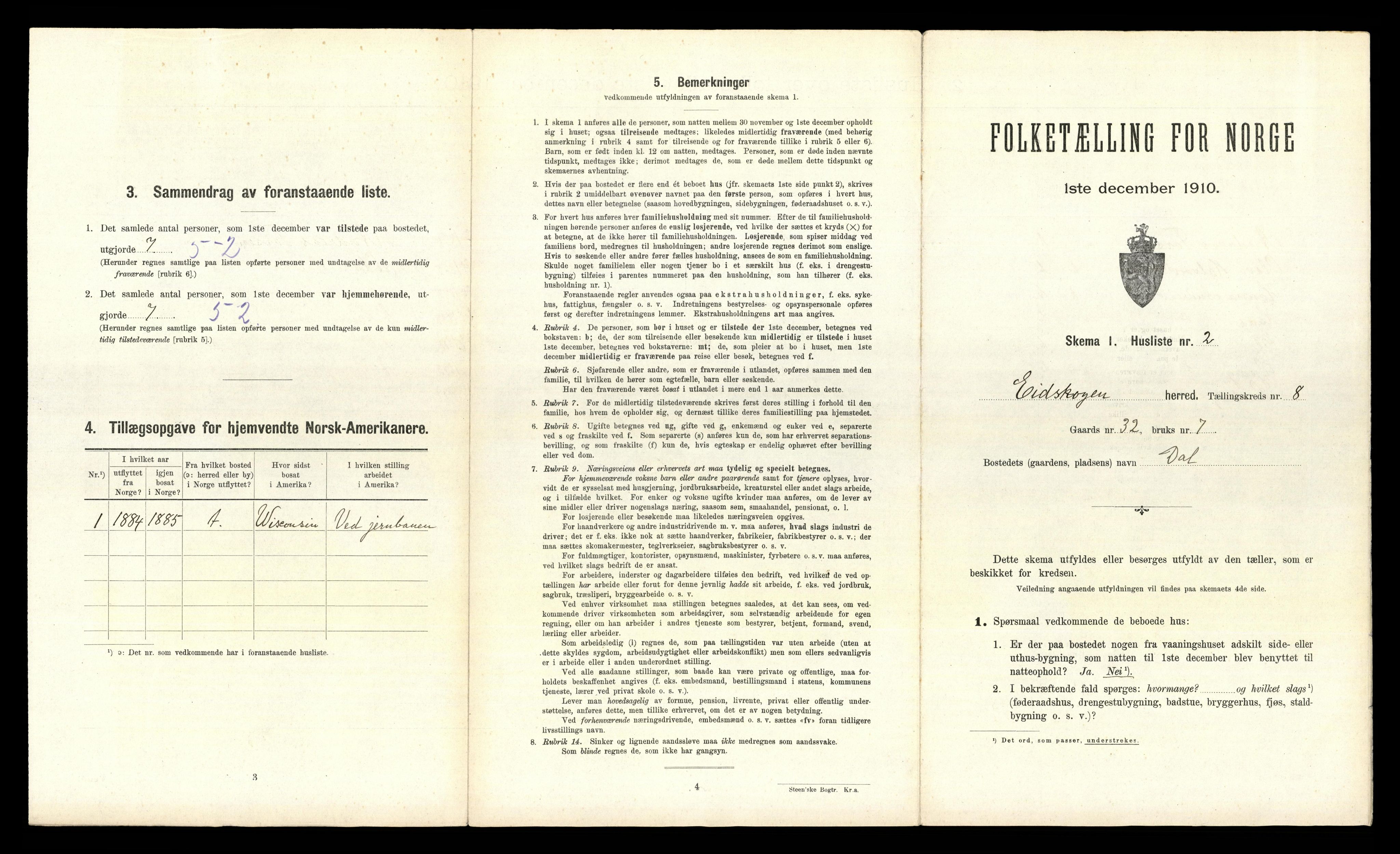 RA, 1910 census for Eidskog, 1910, p. 1314