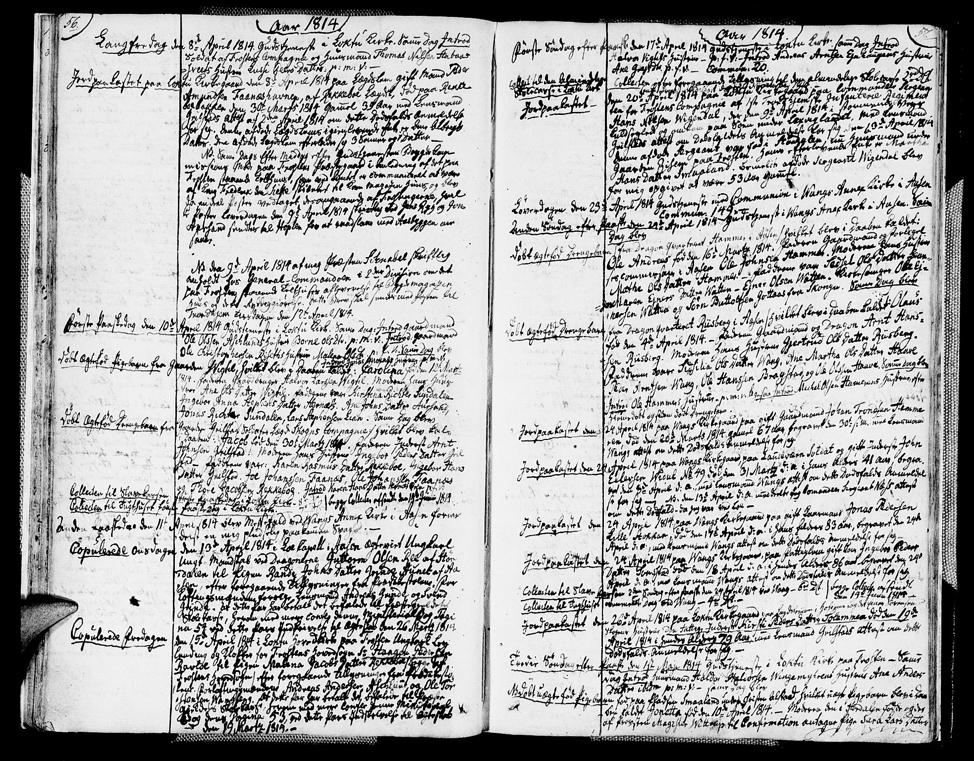 Ministerialprotokoller, klokkerbøker og fødselsregistre - Nord-Trøndelag, SAT/A-1458/713/L0111: Parish register (official) no. 713A03, 1812-1816, p. 56-57