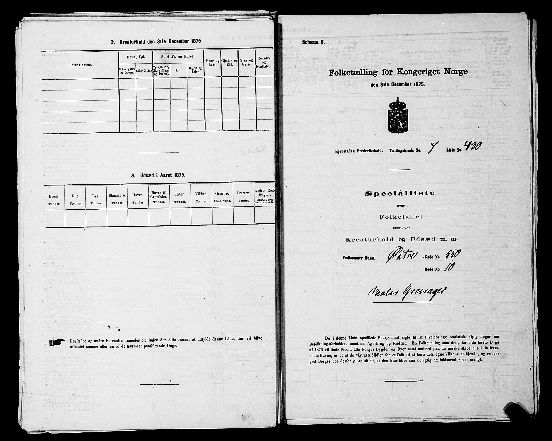RA, 1875 census for 0101P Fredrikshald, 1875, p. 1104