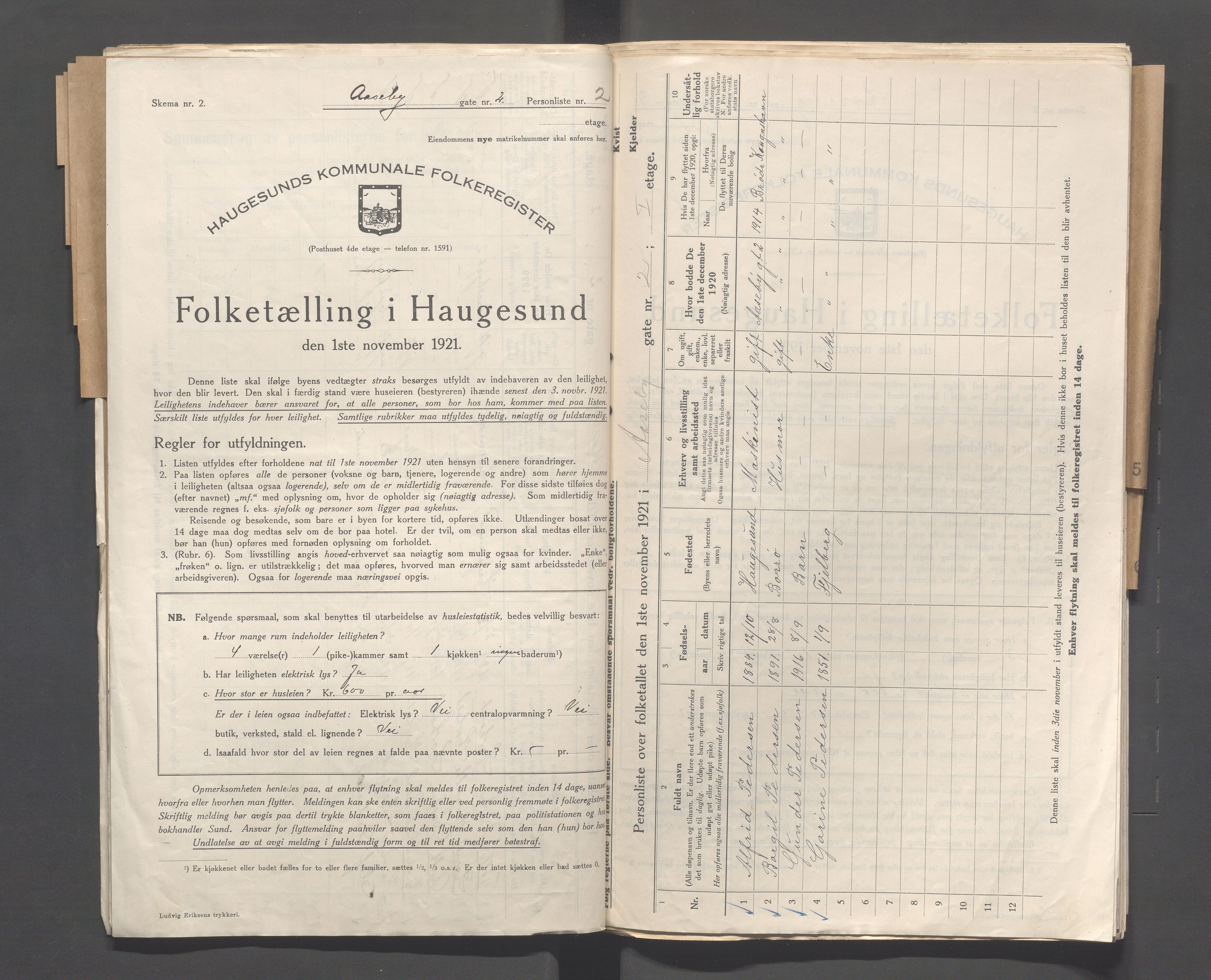 IKAR, Local census 1.11.1921 for Haugesund, 1921, p. 22