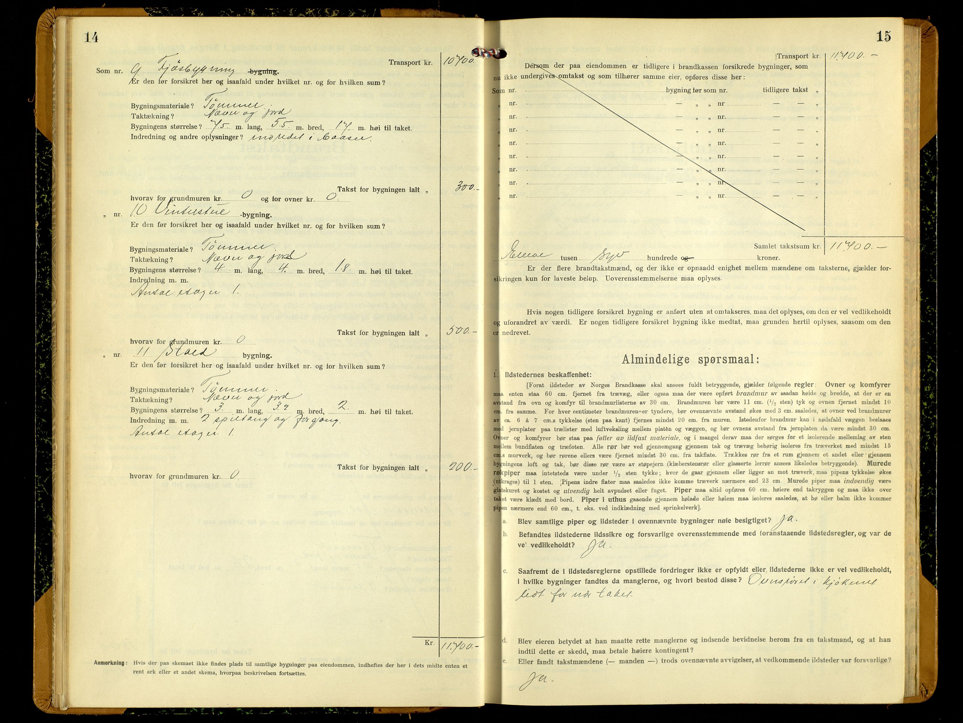 Norges Brannkasse, Ringebu, AV/SAH-NBRANR-037/F/L0006: Branntakstprotokoll, 1919-1955, p. 14-15