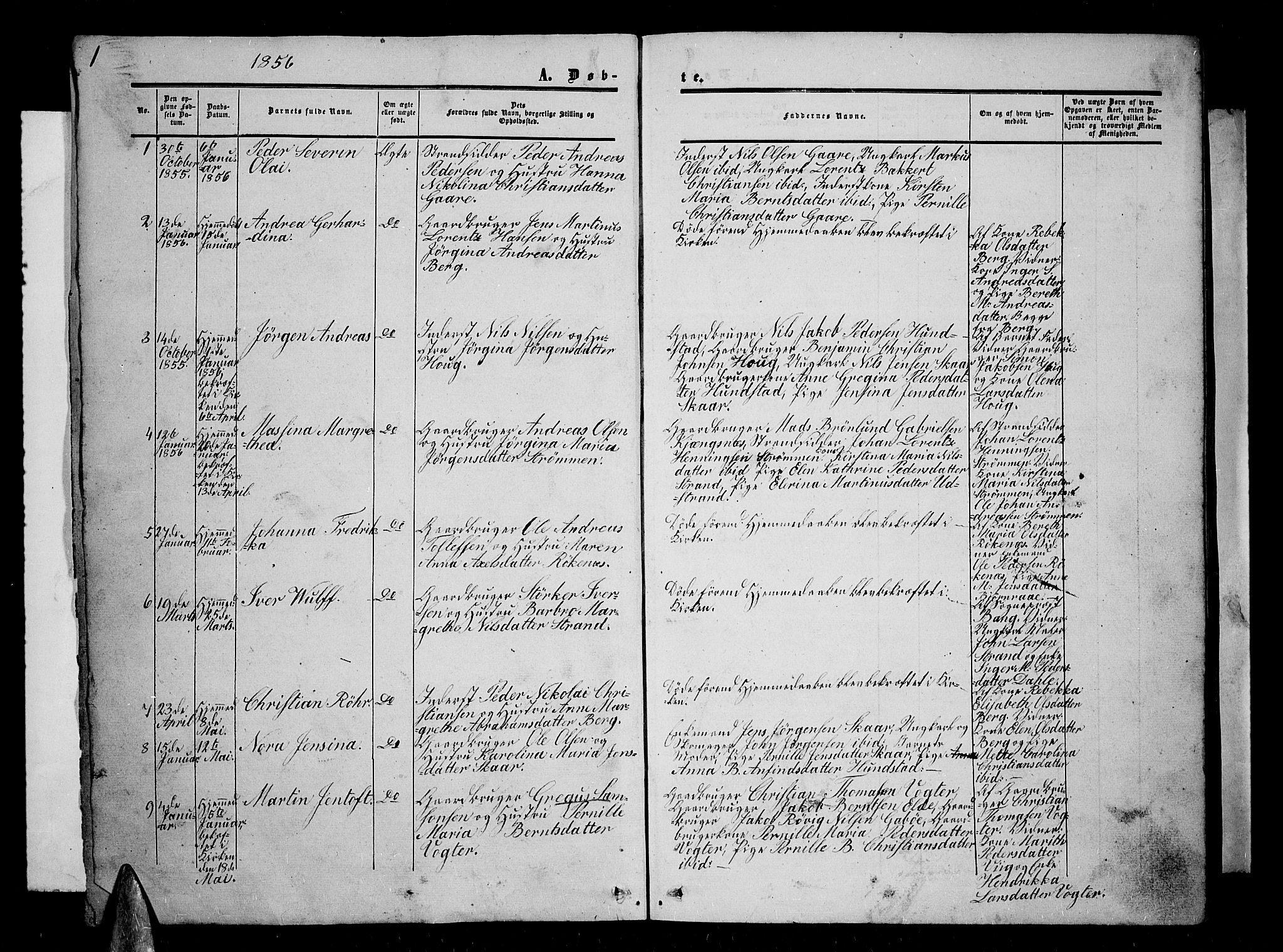 Kvæfjord sokneprestkontor, SATØ/S-1323/G/Ga/Gab/L0003klokker: Parish register (copy) no. 3, 1856-1870, p. 1