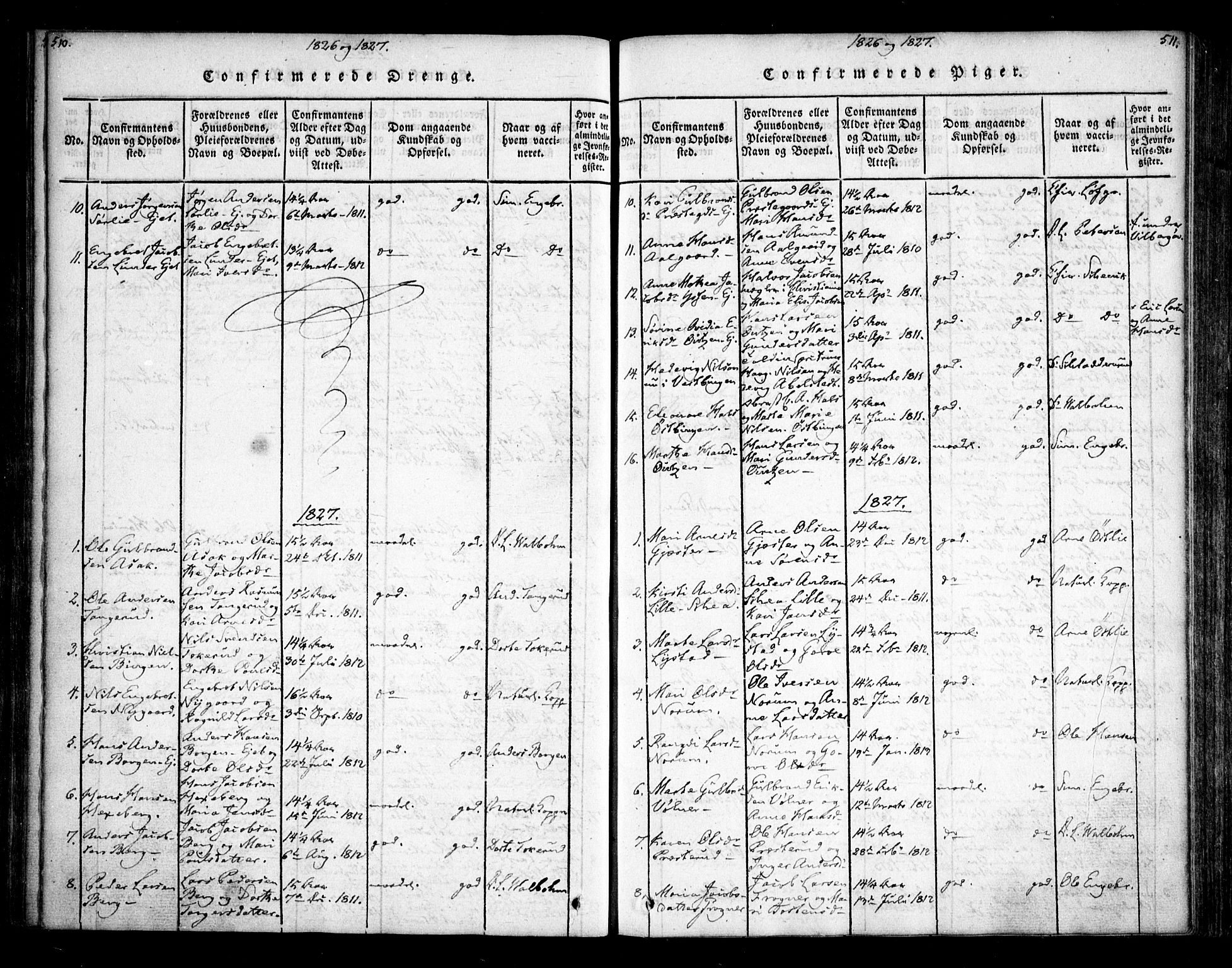 Sørum prestekontor Kirkebøker, SAO/A-10303/F/Fa/L0003: Parish register (official) no. I 3, 1814-1829, p. 510-511