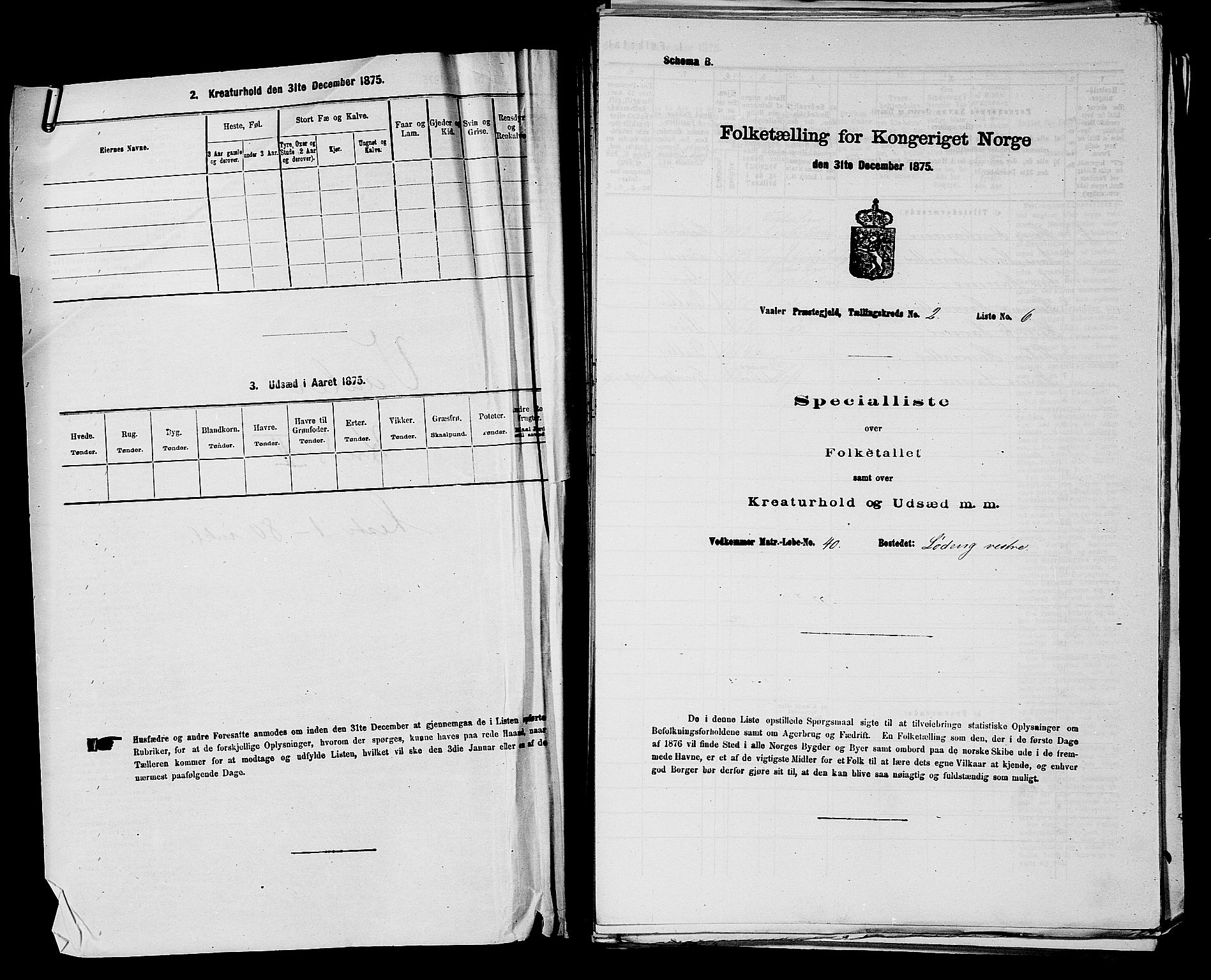 RA, 1875 census for 0137P Våler, 1875, p. 239