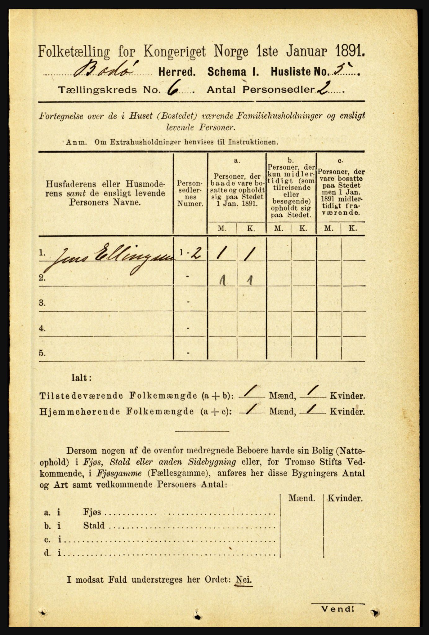 RA, 1891 census for 1843 Bodø, 1891, p. 3834