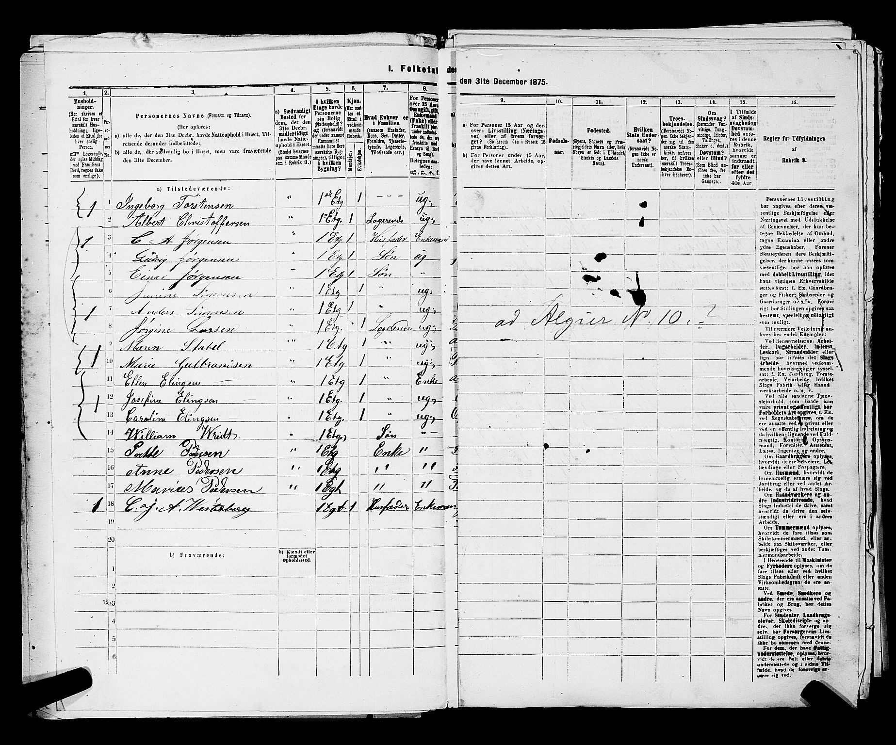 RA, 1875 census for 0301 Kristiania, 1875, p. 3999