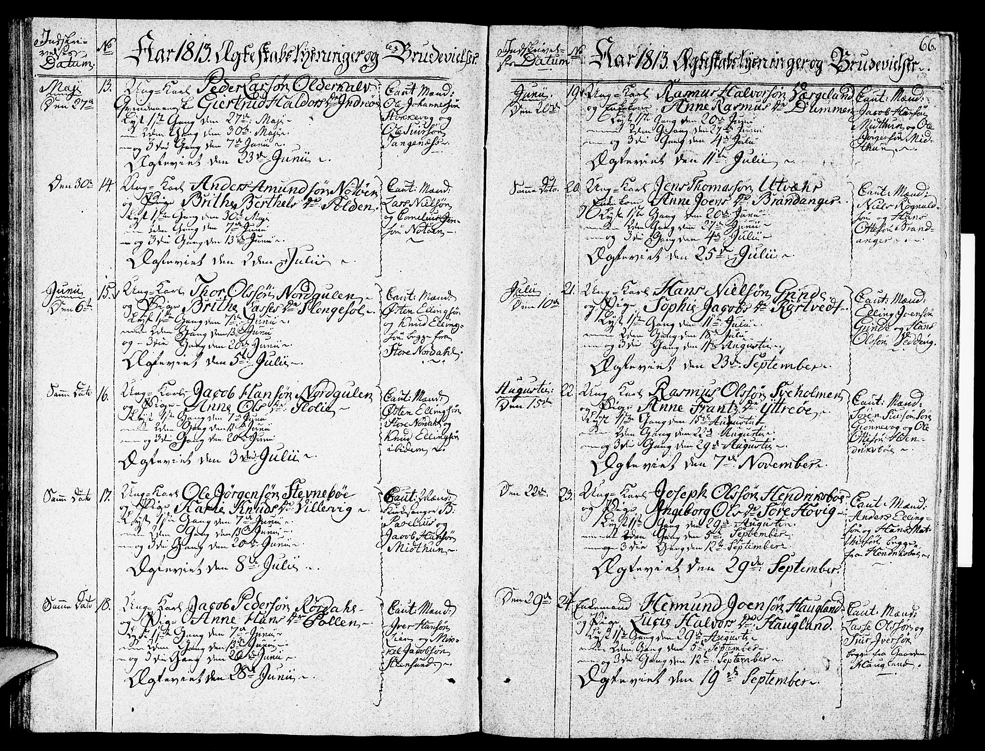 Gulen sokneprestembete, SAB/A-80201/H/Haa/Haaa/L0017: Parish register (official) no. A 17, 1809-1825, p. 66