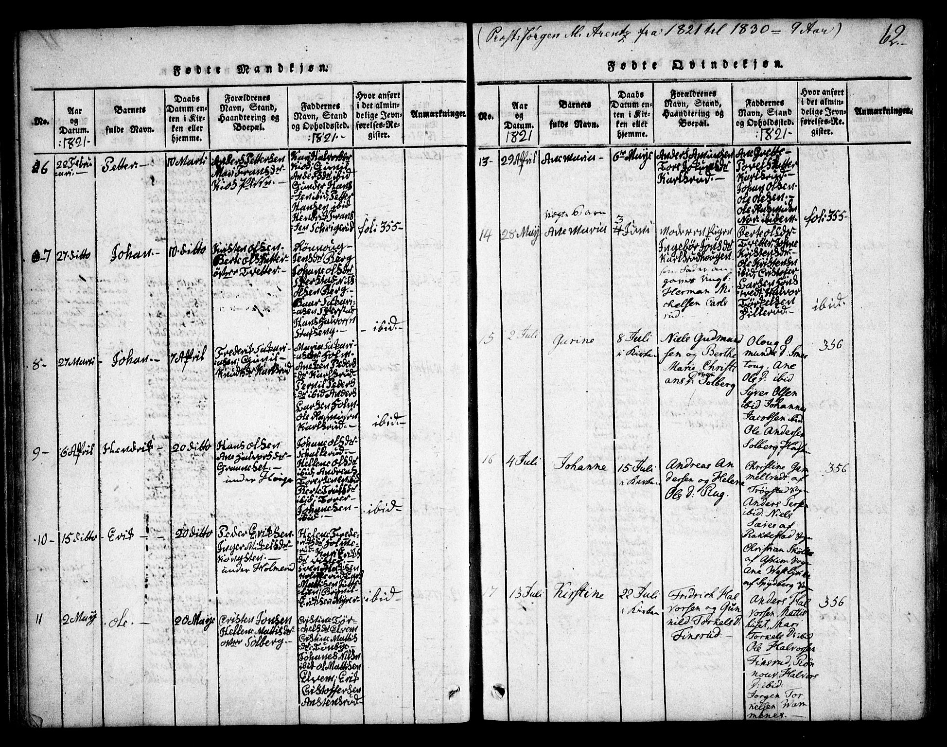 Skiptvet prestekontor Kirkebøker, SAO/A-20009/F/Fa/L0005: Parish register (official) no. 5, 1814-1838, p. 62