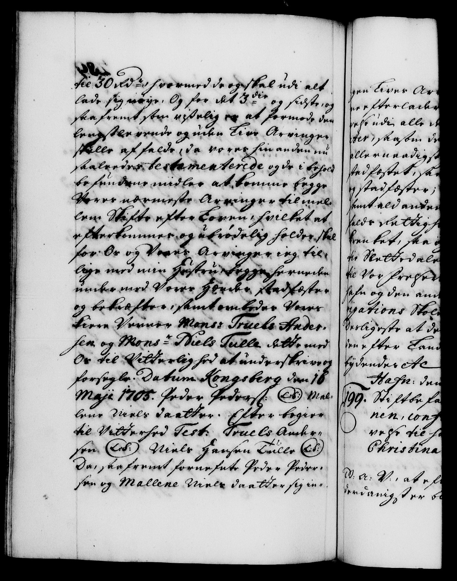 Danske Kanselli 1572-1799, AV/RA-EA-3023/F/Fc/Fca/Fcaa/L0019: Norske registre, 1704-1707, p. 289b