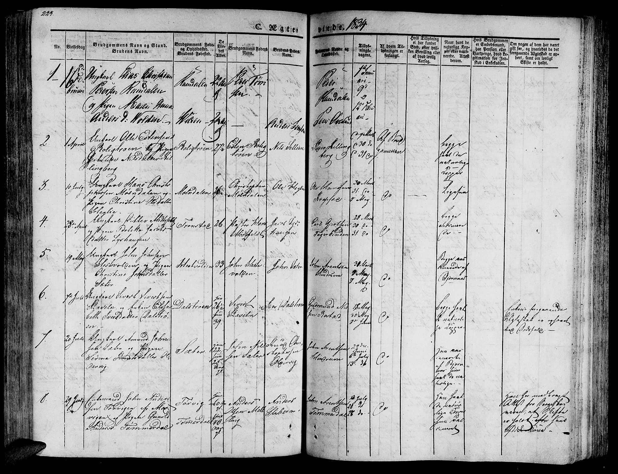 Ministerialprotokoller, klokkerbøker og fødselsregistre - Nord-Trøndelag, SAT/A-1458/701/L0006: Parish register (official) no. 701A06, 1825-1841, p. 223