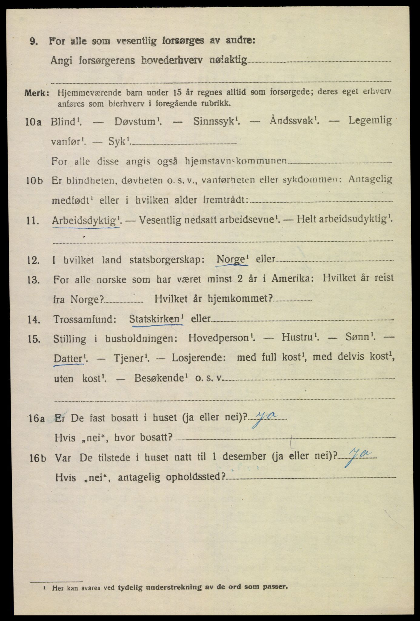 SAK, 1920 census for Øvre Sirdal, 1920, p. 1664