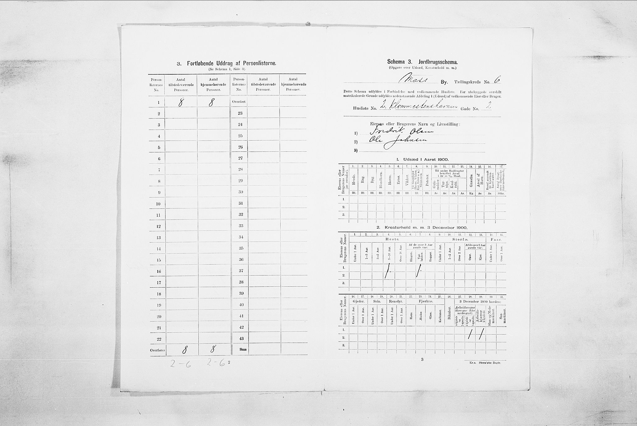 SAO, 1900 census for Moss, 1900