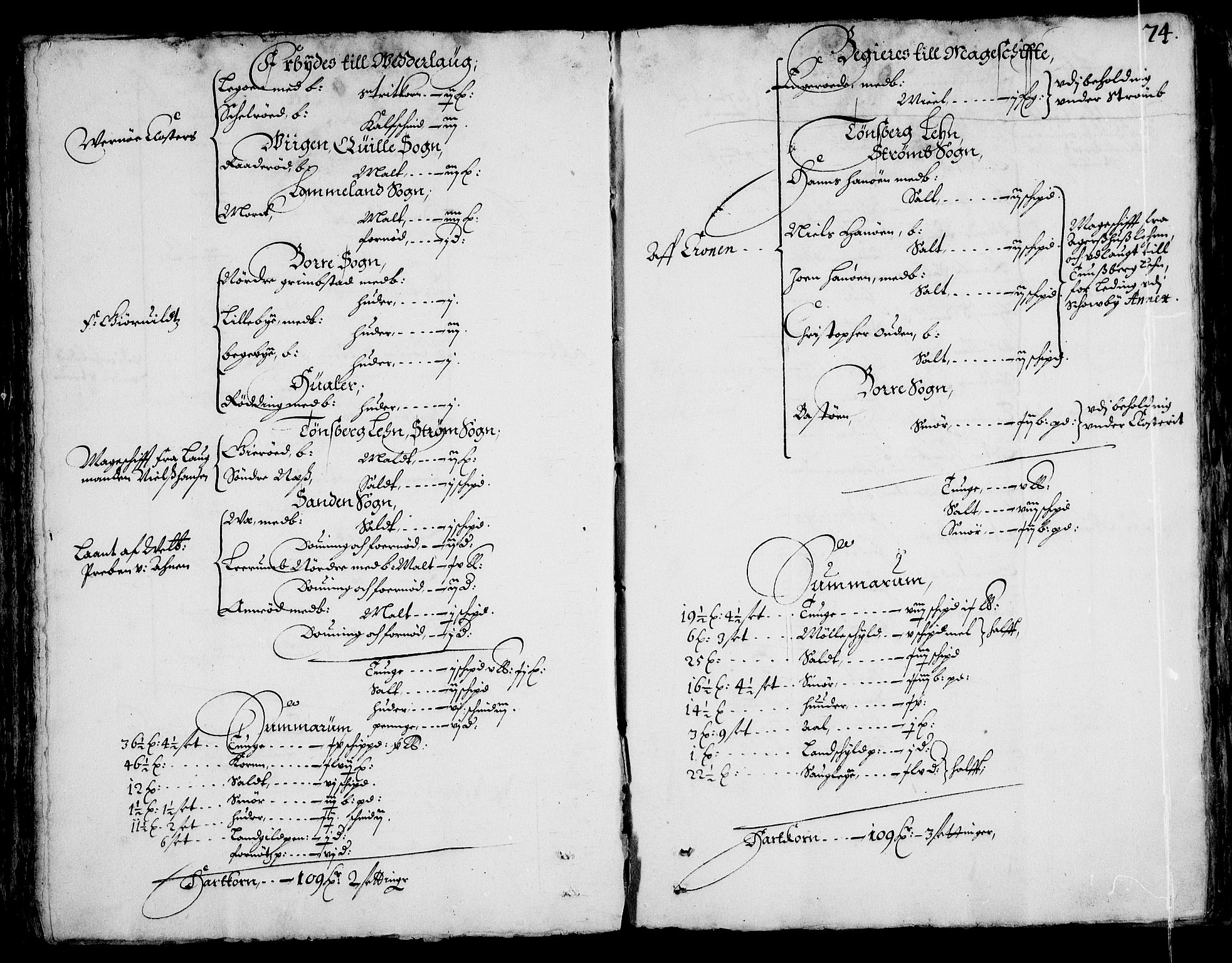 Rentekammeret inntil 1814, Realistisk ordnet avdeling, AV/RA-EA-4070/On/L0001/0002: Statens gods / [Jj 2]: Jordebok og forklaring over atkomstene til Hannibal Sehesteds gods, 1651, p. 73b-74a