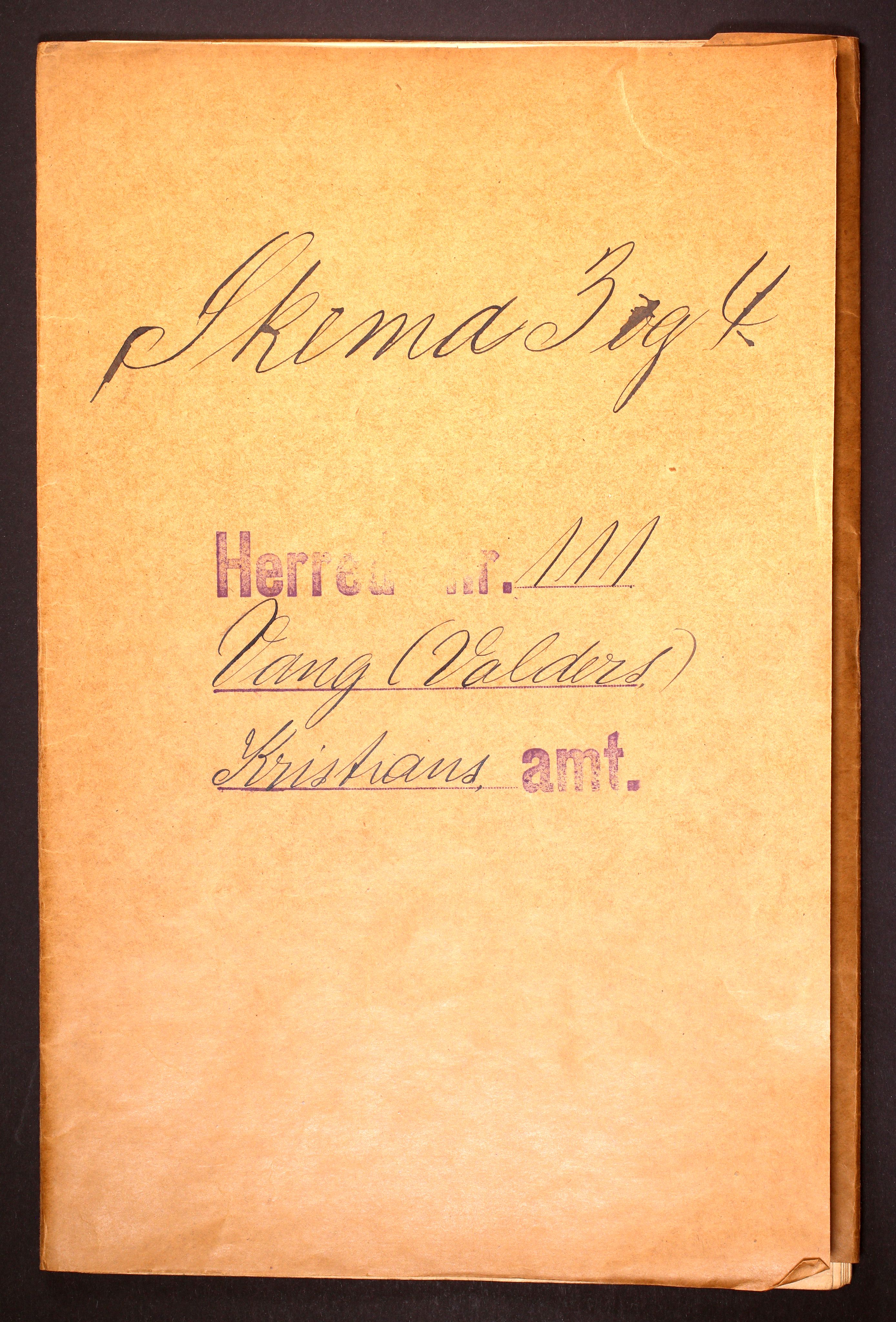 RA, 1910 census for Vang, 1910, p. 1