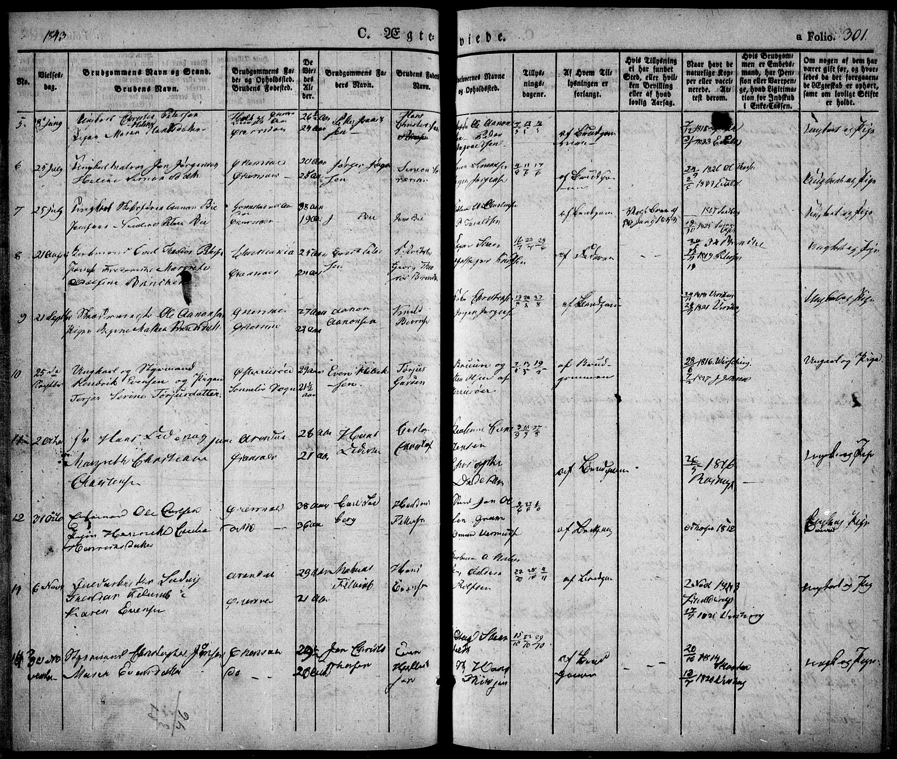 Risør sokneprestkontor, AV/SAK-1111-0035/F/Fa/L0003: Parish register (official) no. A 3, 1838-1864, p. 301