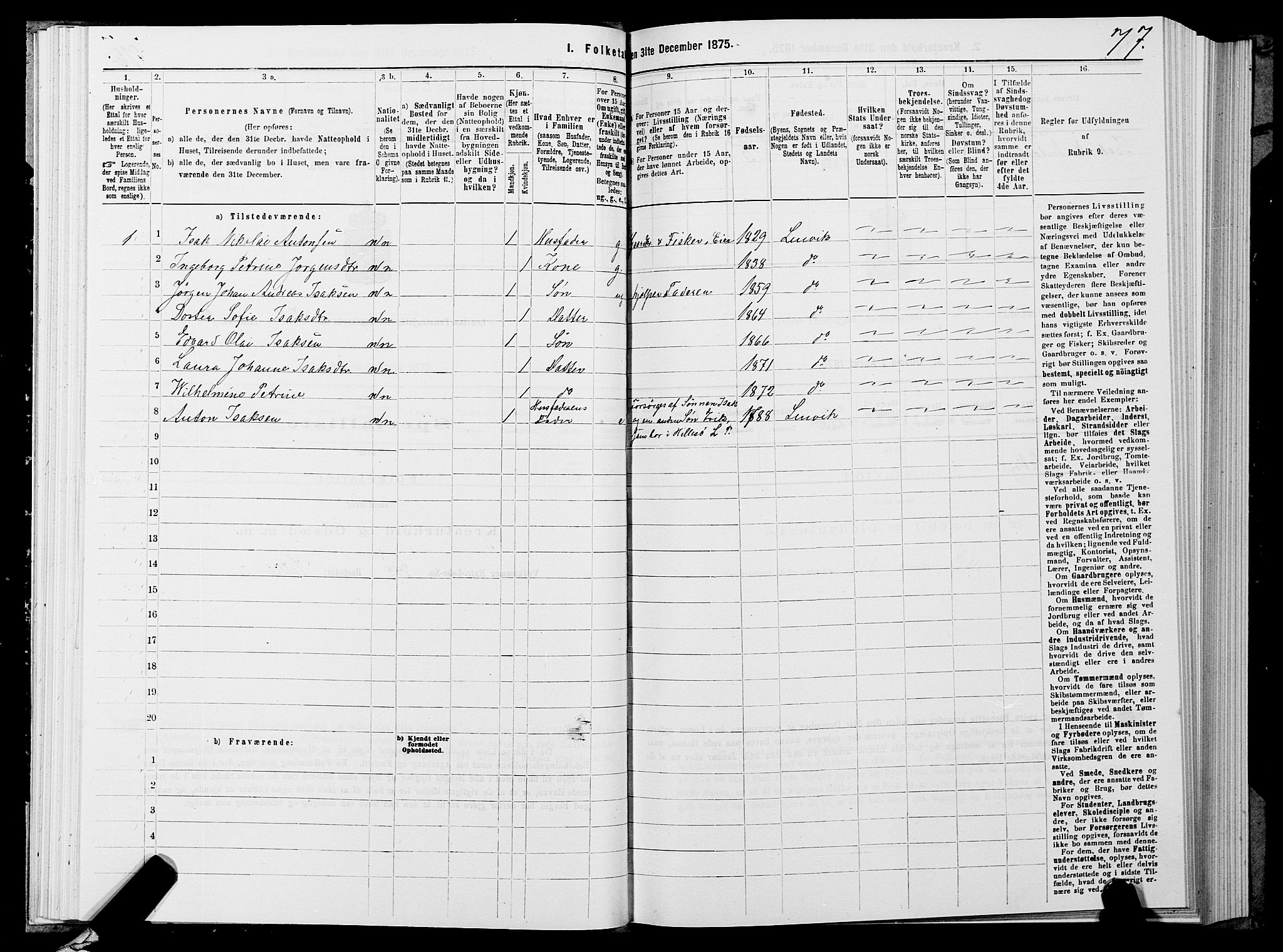 SATØ, 1875 census for 1931P Lenvik, 1875, p. 2077